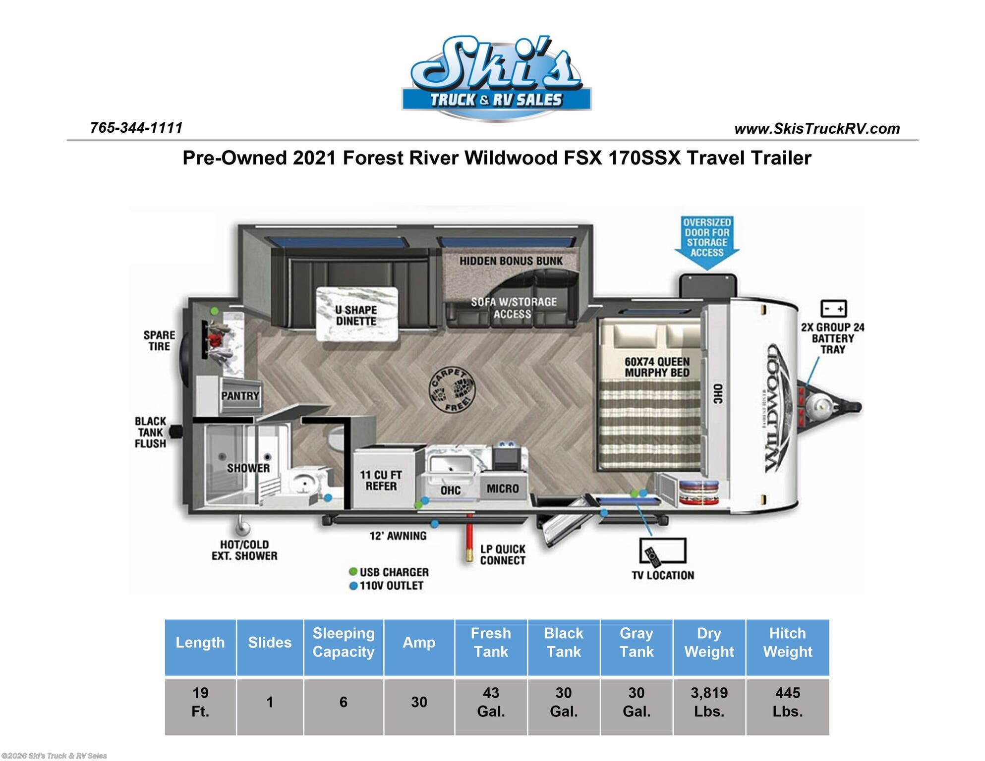 Used 2021 Forest River Wildwood Platinum FSX 170SSX available in Rockville, Indiana