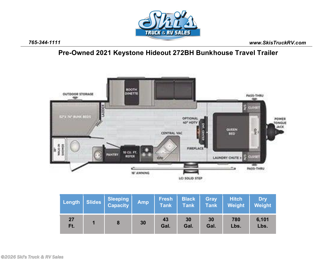 Used 2021 Keystone Hideout 272BH available in Rockville, Indiana