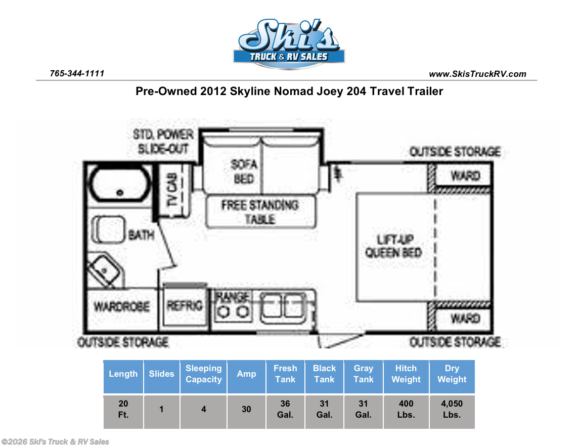 Used 2012 Skyline Nomad Joey 204 available in Rockville, Indiana