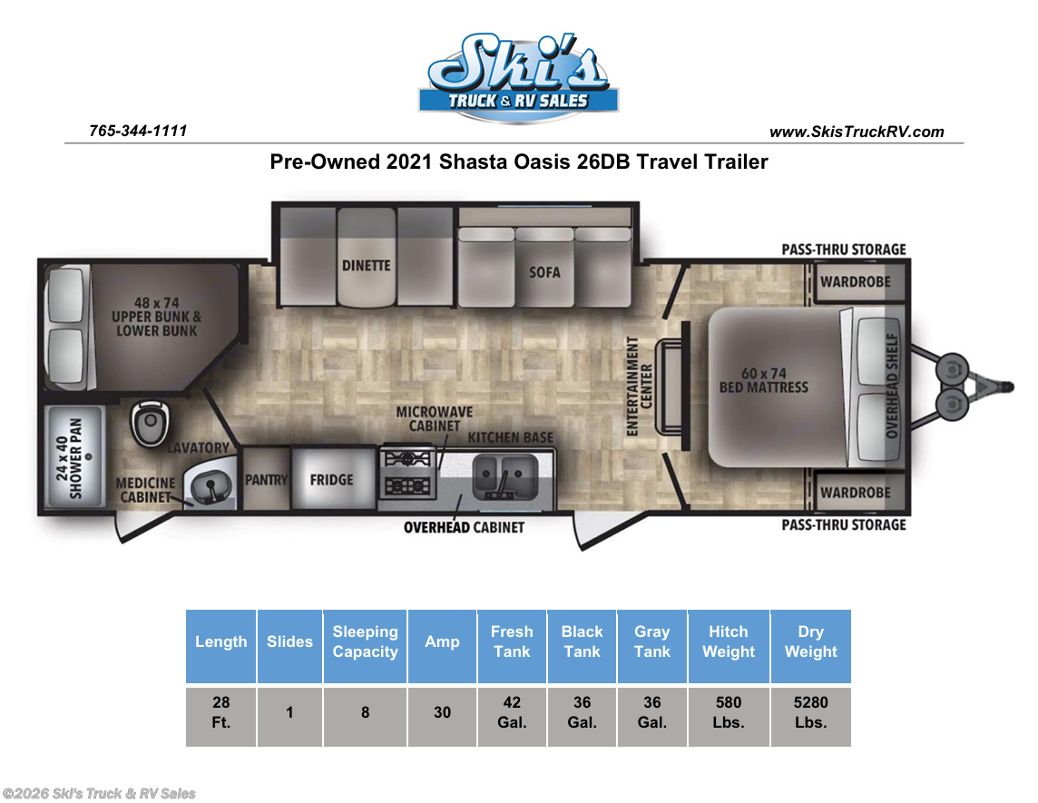 Used 2021 Shasta Oasis 26DB available in Rockville, Indiana