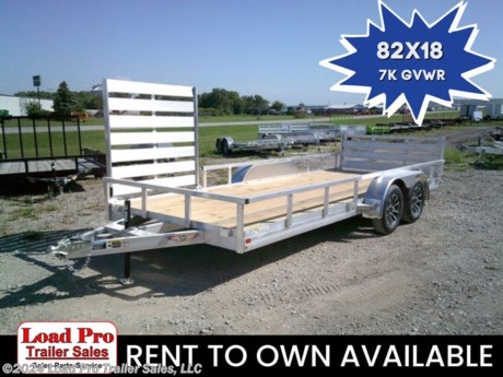 &lt;p&gt;&lt;span style=&quot;color: #363636; font-family: Hind, sans-serif; font-size: 18.88px;&quot;&gt;We offer RENT TO OWN and also offer Traditional Financing with approved credit !! This Trailer is for sale at Load Pro Trailer Sales in Clarinda Iowa.&amp;nbsp;&lt;/span&gt;&lt;/p&gt;
&lt;p&gt;&lt;strong&gt;New H&amp;amp;H 82X18 Aluminum Utility Trailer&lt;/strong&gt;&lt;/p&gt;
&lt;ul&gt;
&lt;li&gt;3&quot; x 2&quot; Aluminum Angle Extrusion Frame&lt;/li&gt;
&lt;li&gt;3&quot; Aluminum Channel Crossmembers&amp;nbsp;&lt;/li&gt;
&lt;li&gt;5&quot; Aluminum Triple Tube Tongue&amp;nbsp;&lt;/li&gt;
&lt;li&gt;2&quot; x 1-1/2&quot; Aluminum Extrusion Tube Uprights&lt;/li&gt;
&lt;li&gt;2&quot; x 2&quot; Aluminum Tube Top Rail&lt;/li&gt;
&lt;li&gt;Aluminum Side Gate&lt;/li&gt;
&lt;li&gt;2-5/16&quot; A-Frame Posi-Lock Coupler&amp;nbsp;&lt;/li&gt;
&lt;li&gt;Dual Safety Chains and Hooks&lt;/li&gt;
&lt;li&gt;7-Way RV-Style Plug&lt;/li&gt;
&lt;li&gt;Sealed Wiring Harness&lt;/li&gt;
&lt;li&gt;2k Rated Setback Jack w/ Foot&lt;/li&gt;
&lt;li&gt;54&quot; Aluminum Bi-Fold Gate&lt;/li&gt;
&lt;li&gt;Aluminum Teardrop Fenders w/ Backs (Tandem Axle)&lt;/li&gt;
&lt;li&gt;Tandem Spring Brake Suspension, 7000 lb. GVWR (Tandem Axle)&lt;/li&gt;
&lt;li&gt;Easy Lube Hubs&lt;/li&gt;
&lt;li&gt;ST205/75R15 &#39;C&#39; Tires&lt;/li&gt;
&lt;li&gt;15&quot; Aluminum Wheels&lt;/li&gt;
&lt;li&gt;2 x 8 Pressure Treated Pine Decking&lt;/li&gt;
&lt;li&gt;Front &amp;amp; Rear End Board Caps&lt;/li&gt;
&lt;li&gt;Aluminum Stake Pockets&lt;/li&gt;
&lt;li&gt;Full LED, DOT Compliant Lighting&lt;/li&gt;
&lt;/ul&gt;
&lt;p&gt;&amp;nbsp;&lt;/p&gt;
&lt;ul style=&quot;box-sizing: border-box; margin-top: 0px; margin-bottom: 0px; padding-left: 1.5em; list-style: none; font-size: 16px; color: #232323; font-family: Arial, &#39; Helvetica Neue&#39;, Helvetica, Arial, sans-serif;&quot;&gt;
&lt;li style=&quot;box-sizing: border-box;&quot;&gt;
&lt;p style=&quot;box-sizing: inherit; margin-top: 0px; margin-bottom: 1rem; color: #373a3c; font-family: Lato, sans-serif;&quot;&gt;&lt;span style=&quot;box-sizing: inherit; color: #222222; font-family: &#39;Maven Pro&#39;, &#39;open sans&#39;, &#39;Helvetica Neue&#39;, Helvetica, Arial, sans-serif;&quot;&gt;&lt;span style=&quot;box-sizing: inherit; font-size: 13px;&quot;&gt;All prices are cash or Finance.&amp;nbsp; We offer financing through Sheffield Financial with approved credit on new trailers . We are a Licensed dealer for Load Trail, Cross Enclosed Cargo Trailers, CargoMate, Alcom, and M&amp;amp;W Welding trailers.&lt;/span&gt;&lt;/span&gt;&lt;/p&gt;
&lt;p style=&quot;box-sizing: inherit; margin-top: 0px; margin-bottom: 1rem; color: #373a3c; font-family: Lato, sans-serif;&quot;&gt;&lt;span style=&quot;box-sizing: inherit; color: #222222; font-family: &#39;Maven Pro&#39;, &#39;open sans&#39;, &#39;Helvetica Neue&#39;, Helvetica, Arial, sans-serif;&quot;&gt;&lt;span style=&quot;box-sizing: inherit; font-size: 13px;&quot;&gt;We carry enclosed cargo trailers, Low pro trailers, Utility Trailer, dump trailer, Bobcat trailer, car trailer, ATV Trailers, UTV Trailers, tilt bed equipment trailers, Hydraulic dovetail trailers, Implement trailers, Car Haulers, skid loader trailer, I beam Gooseneck Trailer, Gooseneck Trailer, scissor lift trailers, slingshot trailer, farm trailers, landscape trailer, forklift trailers, Spring loaded gate trailers, Aluminum trailer, Enclosed Car Trailers, Deck over Trailers, SXS Trailer, motorcycle trailers, Race trailers, lawncare trailer, Pipe top Trailer, seed trailers, Box Trailer, tool trailers, Hay Trailers, Fuel Trailer, Self Unloading Hay Trailer, Used trailer for sale, Construction trailers, Craft Trailers, Trailer to haul my golf cart, Jeep Trailers, Aluminum cargo trailers, and Buggy Haulers. We are centrally located between Kansas City - MO - Omaha, NE and Des Moines, IA. We are close to Atlantic, IA - Red Oak, IA - Shenandoah, IA - Bradyville, IA - Maryville, MO - St Joseph, MO - Rockport, MO. We carry a large selection of parts to fit all makes and models of trailer and have a full service shop to repair all makes and models of trailers.&lt;/span&gt;&lt;/span&gt;&lt;/p&gt;
&lt;/li&gt;
&lt;/ul&gt;