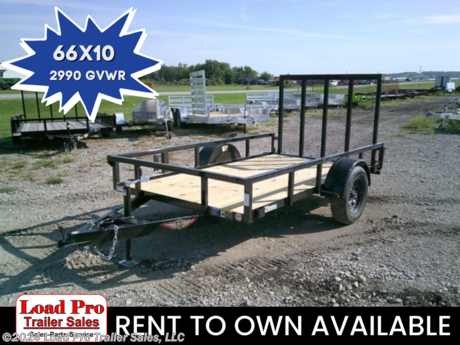 &lt;p&gt;&lt;span style=&quot;color: #363636; font-family: Hind, sans-serif; font-size: 18.88px;&quot;&gt;We offer RENT TO OWN and also offer Traditional Financing with approved credit !! This Trailer is for sale at Load Pro Trailer Sales in Clarinda Iowa.&amp;nbsp;&lt;/span&gt;&lt;/p&gt;
&lt;p&gt;&lt;strong&gt;New H&amp;amp;H 66X10 Utility Trailer&lt;/strong&gt;&lt;/p&gt;
&lt;p&gt;&amp;nbsp;&lt;/p&gt;
&lt;ul&gt;
&lt;li&gt;3&quot; x 2&quot; x 3/16&quot; Steel Angle Frame&lt;/li&gt;
&lt;li&gt;3&quot; x 2&quot; x 3/16&quot; Steel Angle Crossmembers&lt;/li&gt;
&lt;li&gt;4&quot; Steel Channel Tongue&lt;/li&gt;
&lt;li&gt;2&quot; x 1-1/2&quot; Steel Tube Uprights&lt;/li&gt;
&lt;li&gt;2&quot; x 2&quot; Steel Tube Top Rail&lt;/li&gt;
&lt;li&gt;2&quot; A-Frame Posi-Lock Coupler&lt;/li&gt;
&lt;li&gt;Dual Safety Chains and Hooks&lt;/li&gt;
&lt;li&gt;4-Prong Plug&lt;/li&gt;
&lt;li&gt;Enclosed Sealed Wiring Harness&lt;/li&gt;
&lt;li&gt;2k Rated Setback Jack w/ Foot&lt;/li&gt;
&lt;li&gt;50&quot; Tall Spring Assisted Gate and Grab Handle&lt;/li&gt;
&lt;li&gt;Radius Tread Plate Fenders&lt;/li&gt;
&lt;li&gt;Single Spring Idler Suspension, 2990 lb. GVWR&amp;nbsp;&lt;/li&gt;
&lt;li&gt;Easy Lube Hubs&lt;/li&gt;
&lt;li&gt;ST205/75R15 &#39;C&#39; Tires&lt;/li&gt;
&lt;li&gt;15&quot; Black Steel Wheels&lt;/li&gt;
&lt;li&gt;High Gloss Powder Coat Finish&lt;/li&gt;
&lt;li&gt;2 x 8 Pressure Treated Pine Decking&lt;/li&gt;
&lt;li&gt;Welded Front Board Retainer&lt;/li&gt;
&lt;li&gt;Rear End Board Cap&lt;/li&gt;
&lt;li&gt;Stake Pockets&lt;/li&gt;
&lt;li&gt;Spare Tire Mount&lt;/li&gt;
&lt;li&gt;Full LED, DOT Compliant Lighting&lt;/li&gt;
&lt;/ul&gt;
&lt;p&gt;&amp;nbsp;&lt;/p&gt;
&lt;ul style=&quot;box-sizing: border-box; margin-top: 0px; margin-bottom: 0px; padding-left: 1.5em; list-style: none; font-size: 16px; color: #232323; font-family: Arial, &#39; Helvetica Neue&#39;, Helvetica, Arial, sans-serif;&quot;&gt;
&lt;li style=&quot;box-sizing: border-box;&quot;&gt;
&lt;p style=&quot;box-sizing: inherit; margin-top: 0px; margin-bottom: 1rem; color: #373a3c; font-family: Lato, sans-serif;&quot;&gt;&lt;span style=&quot;box-sizing: inherit; color: #222222; font-family: &#39;Maven Pro&#39;, &#39;open sans&#39;, &#39;Helvetica Neue&#39;, Helvetica, Arial, sans-serif;&quot;&gt;&lt;span style=&quot;box-sizing: inherit; font-size: 13px;&quot;&gt;All prices are cash or Finance.&amp;nbsp; We offer financing through Sheffield Financial with approved credit on new trailers . We are a Licensed dealer for Load Trail, Cross Enclosed Cargo Trailers, CargoMate, Alcom, and M&amp;amp;W Welding trailers.&lt;/span&gt;&lt;/span&gt;&lt;/p&gt;
&lt;p style=&quot;box-sizing: inherit; margin-top: 0px; margin-bottom: 1rem; color: #373a3c; font-family: Lato, sans-serif;&quot;&gt;&lt;span style=&quot;box-sizing: inherit; color: #222222; font-family: &#39;Maven Pro&#39;, &#39;open sans&#39;, &#39;Helvetica Neue&#39;, Helvetica, Arial, sans-serif;&quot;&gt;&lt;span style=&quot;box-sizing: inherit; font-size: 13px;&quot;&gt;We carry enclosed cargo trailers, Low pro trailers, Utility Trailer, dump trailer, Bobcat trailer, car trailer, ATV Trailers, UTV Trailers, tilt bed equipment trailers, Hydraulic dovetail trailers, Implement trailers, Car Haulers, skid loader trailer, I beam Gooseneck Trailer, Gooseneck Trailer, scissor lift trailers, slingshot trailer, farm trailers, landscape trailer, forklift trailers, Spring loaded gate trailers, Aluminum trailer, Enclosed Car Trailers, Deck over Trailers, SXS Trailer, motorcycle trailers, Race trailers, lawncare trailer, Pipe top Trailer, seed trailers, Box Trailer, tool trailers, Hay Trailers, Fuel Trailer, Self Unloading Hay Trailer, Used trailer for sale, Construction trailers, Craft Trailers, Trailer to haul my golf cart, Jeep Trailers, Aluminum cargo trailers, and Buggy Haulers. We are centrally located between Kansas City - MO - Omaha, NE and Des Moines, IA. We are close to Atlantic, IA - Red Oak, IA - Shenandoah, IA - Bradyville, IA - Maryville, MO - St Joseph, MO - Rockport, MO. We carry a large selection of parts to fit all makes and models of trailer and have a full service shop to repair all makes and models of trailers.&lt;/span&gt;&lt;/span&gt;&lt;/p&gt;
&lt;/li&gt;
&lt;/ul&gt;