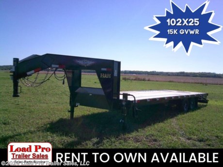 &lt;p&gt;&lt;span style=&quot;color: #363636; font-family: Hind, sans-serif; font-size: 16px;&quot;&gt;We offer RENT TO OWN and also offer Traditional Financing with approved credit !! This Trailer is for sale at Load Pro Trailer Sales in Clarinda Iowa&lt;/span&gt;&lt;/p&gt;
&lt;p&gt;&lt;strong&gt;&lt;span style=&quot;color: #363636; font-family: Hind, sans-serif; font-size: 16px;&quot;&gt;New H&amp;amp;H 102X25 Gooseneck Trailer&lt;/span&gt;&lt;/strong&gt;&lt;/p&gt;
&lt;ul&gt;
&lt;li&gt;&lt;span style=&quot;color: #363636; font-family: Hind, sans-serif;&quot;&gt;&lt;span style=&quot;font-size: 16px;&quot;&gt;Low Profile Pierced Beam Frame&lt;/span&gt;&lt;/span&gt;&lt;/li&gt;
&lt;li&gt;&lt;span style=&quot;color: #363636; font-family: Hind, sans-serif;&quot;&gt;&lt;span style=&quot;font-size: 16px;&quot;&gt;12&amp;rdquo; Wide Flange, I-Beam Frame &amp;amp; Tongue&lt;/span&gt;&lt;/span&gt;&lt;/li&gt;
&lt;li&gt;&lt;span style=&quot;color: #363636; font-family: Hind, sans-serif;&quot;&gt;&lt;span style=&quot;font-size: 16px;&quot;&gt;3&amp;rdquo; Steel Channel Crossmembers&lt;/span&gt;&lt;/span&gt;&lt;/li&gt;
&lt;li&gt;&lt;span style=&quot;color: #363636; font-family: Hind, sans-serif;&quot;&gt;&lt;span style=&quot;font-size: 16px;&quot;&gt;Gooseneck Hitch&amp;nbsp;&amp;nbsp;&lt;/span&gt;&lt;/span&gt;&lt;/li&gt;
&lt;li&gt;&lt;span style=&quot;color: #363636; font-family: Hind, sans-serif;&quot;&gt;&lt;span style=&quot;font-size: 16px;&quot;&gt;Steel Channel Sides&lt;/span&gt;&lt;/span&gt;&lt;/li&gt;
&lt;li&gt;&lt;span style=&quot;color: #363636; font-family: Hind, sans-serif;&quot;&gt;&lt;span style=&quot;font-size: 16px;&quot;&gt;2-5/16&quot; Adjustable Height Gooseneck Coupler and Safety Chains&lt;/span&gt;&lt;/span&gt;&lt;/li&gt;
&lt;li&gt;&lt;span style=&quot;color: #363636; font-family: Hind, sans-serif;&quot;&gt;&lt;span style=&quot;font-size: 16px;&quot;&gt;Sealed Wiring Harness&lt;/span&gt;&lt;/span&gt;&lt;/li&gt;
&lt;li&gt;&lt;span style=&quot;color: #363636; font-family: Hind, sans-serif;&quot;&gt;&lt;span style=&quot;font-size: 16px;&quot;&gt;Dual 12K Rated Drop Leg Jacks&lt;/span&gt;&lt;/span&gt;&lt;/li&gt;
&lt;li&gt;&lt;span style=&quot;color: #363636; font-family: Hind, sans-serif;&quot;&gt;&lt;span style=&quot;font-size: 16px;&quot;&gt;5&#39; Self Cleaning Steel Dovetail&lt;/span&gt;&lt;/span&gt;&lt;/li&gt;
&lt;li&gt;&lt;span style=&quot;color: #363636; font-family: Hind, sans-serif;&quot;&gt;&lt;span style=&quot;font-size: 16px;&quot;&gt;(2) 45&amp;rdquo; x 57&amp;rdquo; Double Spring Assist Deluxe Ramps&amp;nbsp;&amp;nbsp;&lt;/span&gt;&lt;/span&gt;&lt;/li&gt;
&lt;li&gt;&lt;span style=&quot;color: #363636; font-family: Hind, sans-serif;&quot;&gt;&lt;span style=&quot;font-size: 16px;&quot;&gt;Slipper Spring Suspension&lt;/span&gt;&lt;/span&gt;&lt;/li&gt;
&lt;li&gt;&lt;span style=&quot;color: #363636; font-family: Hind, sans-serif;&quot;&gt;&lt;span style=&quot;font-size: 16px;&quot;&gt;Radial Tires on Steel Wheels&lt;/span&gt;&lt;/span&gt;&lt;/li&gt;
&lt;li&gt;&lt;span style=&quot;color: #363636; font-family: Hind, sans-serif;&quot;&gt;&lt;span style=&quot;font-size: 16px;&quot;&gt;Mud Flaps&lt;/span&gt;&lt;/span&gt;&lt;/li&gt;
&lt;li&gt;&lt;span style=&quot;color: #363636; font-family: Hind, sans-serif;&quot;&gt;&lt;span style=&quot;font-size: 16px;&quot;&gt;Pressure Treated Lumber Decking&lt;/span&gt;&lt;/span&gt;&lt;/li&gt;
&lt;li&gt;&lt;span style=&quot;color: #363636; font-family: Hind, sans-serif;&quot;&gt;&lt;span style=&quot;font-size: 16px;&quot;&gt;Stake Pockets and Pipe Spools&lt;/span&gt;&lt;/span&gt;&lt;/li&gt;
&lt;li&gt;&lt;span style=&quot;color: #363636; font-family: Hind, sans-serif;&quot;&gt;&lt;span style=&quot;font-size: 16px;&quot;&gt;1/4&quot; Steel Rub Rails&amp;nbsp;&lt;/span&gt;&lt;/span&gt;&lt;/li&gt;
&lt;li&gt;&lt;span style=&quot;color: #363636; font-family: Hind, sans-serif;&quot;&gt;&lt;span style=&quot;font-size: 16px;&quot;&gt;Spare Tire Mount, Recessed In Neck&lt;/span&gt;&lt;/span&gt;&lt;/li&gt;
&lt;li&gt;&lt;span style=&quot;color: #363636; font-family: Hind, sans-serif;&quot;&gt;&lt;span style=&quot;font-size: 16px;&quot;&gt;Lockable Solid Steel Storage Tray&lt;/span&gt;&lt;/span&gt;&lt;/li&gt;
&lt;li&gt;&lt;span style=&quot;color: #363636; font-family: Hind, sans-serif;&quot;&gt;&lt;span style=&quot;font-size: 16px;&quot;&gt;Full DOT Compliant, LED Lighting&lt;/span&gt;&lt;/span&gt;&lt;/li&gt;
&lt;/ul&gt;
&lt;ul style=&quot;box-sizing: border-box; margin-top: 0px; margin-bottom: 0px; padding-left: 1.5em; list-style: none; font-size: 16px; color: #232323; font-family: Arial, &#39; Helvetica Neue&#39;, Helvetica, Arial, sans-serif;&quot;&gt;
&lt;li style=&quot;box-sizing: border-box;&quot;&gt;
&lt;p style=&quot;box-sizing: inherit; margin-top: 0px; margin-bottom: 1rem; color: #373a3c; font-family: Lato, sans-serif;&quot;&gt;&lt;span style=&quot;box-sizing: inherit; font-size: 14px; color: #222222; font-family: &#39;Maven Pro&#39;, &#39;open sans&#39;, &#39;Helvetica Neue&#39;, Helvetica, Arial, sans-serif;&quot;&gt;&lt;span style=&quot;box-sizing: inherit; font-size: 13px;&quot;&gt;All prices are cash or Finance. We offer financing through Sheffield Financial with approved credit on new trailers . We are a&amp;nbsp;&lt;/span&gt;&lt;/span&gt;Licensed dealer for Load Trail, Cross Enclosed Cargo Trailers,and M&amp;amp;W Welding trailers.&lt;/p&gt;
&lt;/li&gt;
&lt;li style=&quot;box-sizing: border-box;&quot;&gt;
&lt;p style=&quot;box-sizing: inherit; margin-top: 0px; margin-bottom: 1rem; color: #373a3c; font-family: Lato, sans-serif;&quot;&gt;We carry&amp;nbsp;&lt;span style=&quot;box-sizing: inherit; font-size: 13px; color: #222222; font-family: &#39;Maven Pro&#39;, &#39;open sans&#39;, &#39;Helvetica Neue&#39;, Helvetica, Arial, sans-serif;&quot;&gt;enclosed cargo trailers,Low pro trailers, Utility Trailer, dump trailer, Bobcat trailer, car trailer,&amp;nbsp;&lt;/span&gt;&lt;span class=&quot;gmail-&quot; style=&quot;box-sizing: inherit; font-size: 13px; color: #222222; font-family: &#39;Maven Pro&#39;, &#39;open sans&#39;, &#39;Helvetica Neue&#39;, Helvetica, Arial, sans-serif;&quot;&gt;&lt;span class=&quot;gmail-&quot; style=&quot;box-sizing: inherit;&quot;&gt;&lt;span class=&quot;gmail-&quot; style=&quot;box-sizing: inherit;&quot;&gt;&lt;span class=&quot;gmail-&quot; style=&quot;box-sizing: inherit;&quot;&gt;&lt;span class=&quot;gmail-&quot; style=&quot;box-sizing: inherit;&quot;&gt;&lt;span class=&quot;gmail-&quot; style=&quot;box-sizing: inherit;&quot;&gt;&lt;span class=&quot;gmail-&quot; style=&quot;box-sizing: inherit;&quot;&gt;&lt;span class=&quot;gmail-nanospell-typo&quot; style=&quot;box-sizing: inherit; border: none; cursor: auto; background: url(&#39;wiggle.png&#39;) 0% 100% repeat-x;&quot;&gt;ATV&lt;/span&gt;&lt;/span&gt;&lt;/span&gt;&lt;/span&gt;&lt;/span&gt;&lt;/span&gt;&lt;/span&gt;&lt;/span&gt;&lt;span style=&quot;box-sizing: inherit; font-size: 13px; color: #222222; font-family: &#39;Maven Pro&#39;, &#39;open sans&#39;, &#39;Helvetica Neue&#39;, Helvetica, Arial, sans-serif;&quot;&gt;&amp;nbsp;Trailers,&amp;nbsp;&lt;/span&gt;&lt;span class=&quot;gmail-&quot; style=&quot;box-sizing: inherit; font-size: 13px; color: #222222; font-family: &#39;Maven Pro&#39;, &#39;open sans&#39;, &#39;Helvetica Neue&#39;, Helvetica, Arial, sans-serif;&quot;&gt;&lt;span class=&quot;gmail-&quot; style=&quot;box-sizing: inherit;&quot;&gt;&lt;span class=&quot;gmail-&quot; style=&quot;box-sizing: inherit;&quot;&gt;&lt;span class=&quot;gmail-&quot; style=&quot;box-sizing: inherit;&quot;&gt;&lt;span class=&quot;gmail-&quot; style=&quot;box-sizing: inherit;&quot;&gt;&lt;span class=&quot;gmail-&quot; style=&quot;box-sizing: inherit;&quot;&gt;&lt;span class=&quot;gmail-&quot; style=&quot;box-sizing: inherit;&quot;&gt;&lt;span class=&quot;gmail-nanospell-typo&quot; style=&quot;box-sizing: inherit; border: none; cursor: auto; background: url(&#39;wiggle.png&#39;) 0% 100% repeat-x;&quot;&gt;UTV&lt;/span&gt;&lt;/span&gt;&lt;/span&gt;&lt;/span&gt;&lt;/span&gt;&lt;/span&gt;&lt;/span&gt;&lt;/span&gt;&lt;span style=&quot;box-sizing: inherit; font-size: 13px; color: #222222; font-family: &#39;Maven Pro&#39;, &#39;open sans&#39;, &#39;Helvetica Neue&#39;, Helvetica, Arial, sans-serif;&quot;&gt;&amp;nbsp;Trailers,&amp;nbsp;&lt;/span&gt;&lt;span class=&quot;gmail-&quot; style=&quot;box-sizing: inherit; font-size: 13px; color: #222222; font-family: &#39;Maven Pro&#39;, &#39;open sans&#39;, &#39;Helvetica Neue&#39;, Helvetica, Arial, sans-serif;&quot;&gt;&lt;span class=&quot;gmail-&quot; style=&quot;box-sizing: inherit;&quot;&gt;&lt;span class=&quot;gmail-&quot; style=&quot;box-sizing: inherit;&quot;&gt;&lt;span class=&quot;gmail-&quot; style=&quot;box-sizing: inherit;&quot;&gt;&lt;span class=&quot;gmail-&quot; style=&quot;box-sizing: inherit;&quot;&gt;&lt;span class=&quot;gmail-&quot; style=&quot;box-sizing: inherit;&quot;&gt;&lt;span class=&quot;gmail-&quot; style=&quot;box-sizing: inherit;&quot;&gt;&lt;span class=&quot;gmail-nanospell-typo&quot; style=&quot;box-sizing: inherit; border: none; cursor: auto; background: url(&#39;wiggle.png&#39;) 0% 100% repeat-x;&quot;&gt;tiltbed&lt;/span&gt;&lt;/span&gt;&lt;/span&gt;&lt;/span&gt;&lt;/span&gt;&lt;/span&gt;&lt;/span&gt;&lt;/span&gt;&lt;span style=&quot;box-sizing: inherit; font-size: 13px; color: #222222; font-family: &#39;Maven Pro&#39;, &#39;open sans&#39;, &#39;Helvetica Neue&#39;, Helvetica, Arial, sans-serif;&quot;&gt;&amp;nbsp;equipment trailers, Hydraulic dovetail trailers,&lt;/span&gt;&lt;span style=&quot;box-sizing: inherit; font-size: 13px; color: #222222; font-family: &#39;Maven Pro&#39;, &#39;open sans&#39;, &#39;Helvetica Neue&#39;, Helvetica, Arial, sans-serif;&quot;&gt;Implement trailers, Car Haulers,&amp;nbsp;&lt;/span&gt;&lt;span class=&quot;gmail-&quot; style=&quot;box-sizing: inherit; font-size: 13px; color: #222222; font-family: &#39;Maven Pro&#39;, &#39;open sans&#39;, &#39;Helvetica Neue&#39;, Helvetica, Arial, sans-serif;&quot;&gt;&lt;span class=&quot;gmail-&quot; style=&quot;box-sizing: inherit;&quot;&gt;&lt;span class=&quot;gmail-&quot; style=&quot;box-sizing: inherit;&quot;&gt;&lt;span class=&quot;gmail-&quot; style=&quot;box-sizing: inherit;&quot;&gt;&lt;span class=&quot;gmail-&quot; style=&quot;box-sizing: inherit;&quot;&gt;&lt;span class=&quot;gmail-&quot; style=&quot;box-sizing: inherit;&quot;&gt;&lt;span class=&quot;gmail-&quot; style=&quot;box-sizing: inherit;&quot;&gt;&lt;span class=&quot;gmail-nanospell-typo&quot; style=&quot;box-sizing: inherit; border: none; cursor: auto; background: url(&#39;wiggle.png&#39;) 0% 100% repeat-x;&quot;&gt;skidloader&lt;/span&gt;&lt;/span&gt;&lt;/span&gt;&lt;/span&gt;&lt;/span&gt;&lt;/span&gt;&lt;/span&gt;&lt;/span&gt;&lt;span style=&quot;box-sizing: inherit; font-size: 13px; color: #222222; font-family: &#39;Maven Pro&#39;, &#39;open sans&#39;, &#39;Helvetica Neue&#39;, Helvetica, Arial, sans-serif;&quot;&gt;&amp;nbsp;trailer,I beam&amp;nbsp;&lt;/span&gt;&lt;span class=&quot;gmail-&quot; style=&quot;box-sizing: inherit; font-size: 13px; color: #222222; font-family: &#39;Maven Pro&#39;, &#39;open sans&#39;, &#39;Helvetica Neue&#39;, Helvetica, Arial, sans-serif;&quot;&gt;&lt;span class=&quot;gmail-&quot; style=&quot;box-sizing: inherit;&quot;&gt;&lt;span class=&quot;gmail-&quot; style=&quot;box-sizing: inherit;&quot;&gt;&lt;span class=&quot;gmail-&quot; style=&quot;box-sizing: inherit;&quot;&gt;&lt;span class=&quot;gmail-&quot; style=&quot;box-sizing: inherit;&quot;&gt;&lt;span class=&quot;gmail-&quot; style=&quot;box-sizing: inherit;&quot;&gt;&lt;span class=&quot;gmail-&quot; style=&quot;box-sizing: inherit;&quot;&gt;&lt;span class=&quot;gmail-nanospell-typo&quot; style=&quot;box-sizing: inherit; border: none; cursor: auto; background: url(&#39;wiggle.png&#39;) 0% 100% repeat-x;&quot;&gt;Gooseneck&lt;/span&gt;&lt;/span&gt;&lt;/span&gt;&lt;/span&gt;&lt;/span&gt;&lt;/span&gt;&lt;/span&gt;&lt;/span&gt;&lt;span style=&quot;box-sizing: inherit; font-size: 13px; color: #222222; font-family: &#39;Maven Pro&#39;, &#39;open sans&#39;, &#39;Helvetica Neue&#39;, Helvetica, Arial, sans-serif;&quot;&gt;&amp;nbsp;Trailer,&amp;nbsp;&lt;/span&gt;&lt;span class=&quot;gmail-&quot; style=&quot;box-sizing: inherit; font-size: 13px; color: #222222; font-family: &#39;Maven Pro&#39;, &#39;open sans&#39;, &#39;Helvetica Neue&#39;, Helvetica, Arial, sans-serif;&quot;&gt;&lt;span class=&quot;gmail-&quot; style=&quot;box-sizing: inherit;&quot;&gt;&lt;span class=&quot;gmail-&quot; style=&quot;box-sizing: inherit;&quot;&gt;&lt;span class=&quot;gmail-&quot; style=&quot;box-sizing: inherit;&quot;&gt;&lt;span class=&quot;gmail-&quot; style=&quot;box-sizing: inherit;&quot;&gt;&lt;span class=&quot;gmail-&quot; style=&quot;box-sizing: inherit;&quot;&gt;&lt;span class=&quot;gmail-&quot; style=&quot;box-sizing: inherit;&quot;&gt;&lt;span class=&quot;gmail-nanospell-typo&quot; style=&quot;box-sizing: inherit; border: none; cursor: auto; background: url(&#39;wiggle.png&#39;) 0% 100% repeat-x;&quot;&gt;Gooseneck&lt;/span&gt;&lt;/span&gt;&lt;/span&gt;&lt;/span&gt;&lt;/span&gt;&lt;/span&gt;&lt;/span&gt;&lt;/span&gt;&lt;span style=&quot;box-sizing: inherit; font-size: 13px; color: #222222; font-family: &#39;Maven Pro&#39;, &#39;open sans&#39;, &#39;Helvetica Neue&#39;, Helvetica, Arial, sans-serif;&quot;&gt;&amp;nbsp;Trailer, scissor lift trailers, slingshot trailer, farm trailers, landscape trailer,&lt;/span&gt;&lt;span style=&quot;box-sizing: inherit; font-size: 13px; color: #222222; font-family: &#39;Maven Pro&#39;, &#39;open sans&#39;, &#39;Helvetica Neue&#39;, Helvetica, Arial, sans-serif;&quot;&gt;forklift trailers, Spring loaded gate trailers, Aluminum trailer, Enclosed Car Trailers,&amp;nbsp;&lt;/span&gt;&lt;span class=&quot;gmail-&quot; style=&quot;box-sizing: inherit; font-size: 13px; color: #222222; font-family: &#39;Maven Pro&#39;, &#39;open sans&#39;, &#39;Helvetica Neue&#39;, Helvetica, Arial, sans-serif;&quot;&gt;&lt;span class=&quot;gmail-&quot; style=&quot;box-sizing: inherit;&quot;&gt;&lt;span class=&quot;gmail-&quot; style=&quot;box-sizing: inherit;&quot;&gt;&lt;span class=&quot;gmail-&quot; style=&quot;box-sizing: inherit;&quot;&gt;&lt;span class=&quot;gmail-&quot; style=&quot;box-sizing: inherit;&quot;&gt;&lt;span class=&quot;gmail-&quot; style=&quot;box-sizing: inherit;&quot;&gt;&lt;span class=&quot;gmail-&quot; style=&quot;box-sizing: inherit;&quot;&gt;&lt;span class=&quot;gmail-nanospell-typo&quot; style=&quot;box-sizing: inherit; border: none; cursor: auto; background: url(&#39;wiggle.png&#39;) 0% 100% repeat-x;&quot;&gt;Deckover&lt;/span&gt;&lt;/span&gt;&lt;/span&gt;&lt;/span&gt;&lt;/span&gt;&lt;/span&gt;&lt;/span&gt;&lt;/span&gt;&lt;span style=&quot;box-sizing: inherit; font-size: 13px; color: #222222; font-family: &#39;Maven Pro&#39;, &#39;open sans&#39;, &#39;Helvetica Neue&#39;, Helvetica, Arial, sans-serif;&quot;&gt;&amp;nbsp;Trailers,&amp;nbsp;&lt;/span&gt;&lt;span class=&quot;gmail-&quot; style=&quot;box-sizing: inherit; font-size: 13px; color: #222222; font-family: &#39;Maven Pro&#39;, &#39;open sans&#39;, &#39;Helvetica Neue&#39;, Helvetica, Arial, sans-serif;&quot;&gt;&lt;span class=&quot;gmail-&quot; style=&quot;box-sizing: inherit;&quot;&gt;&lt;span class=&quot;gmail-&quot; style=&quot;box-sizing: inherit;&quot;&gt;&lt;span class=&quot;gmail-&quot; style=&quot;box-sizing: inherit;&quot;&gt;&lt;span class=&quot;gmail-&quot; style=&quot;box-sizing: inherit;&quot;&gt;&lt;span class=&quot;gmail-&quot; style=&quot;box-sizing: inherit;&quot;&gt;&lt;span class=&quot;gmail-&quot; style=&quot;box-sizing: inherit;&quot;&gt;&lt;span class=&quot;gmail-nanospell-typo&quot; style=&quot;box-sizing: inherit; border: none; cursor: auto; background: url(&#39;wiggle.png&#39;) 0% 100% repeat-x;&quot;&gt;SXS&lt;/span&gt;&lt;/span&gt;&lt;/span&gt;&lt;/span&gt;&lt;/span&gt;&lt;/span&gt;&lt;/span&gt;&lt;/span&gt;&lt;span style=&quot;box-sizing: inherit; font-size: 13px; color: #222222; font-family: &#39;Maven Pro&#39;, &#39;open sans&#39;, &#39;Helvetica Neue&#39;, Helvetica, Arial, sans-serif;&quot;&gt;&amp;nbsp;Trailer, motorcycle trailers, Race trailers,&amp;nbsp;&lt;/span&gt;&lt;span class=&quot;gmail-&quot; style=&quot;box-sizing: inherit; font-size: 13px; color: #222222; font-family: &#39;Maven Pro&#39;, &#39;open sans&#39;, &#39;Helvetica Neue&#39;, Helvetica, Arial, sans-serif;&quot;&gt;&lt;span class=&quot;gmail-&quot; style=&quot;box-sizing: inherit;&quot;&gt;&lt;span class=&quot;gmail-&quot; style=&quot;box-sizing: inherit;&quot;&gt;&lt;span class=&quot;gmail-&quot; style=&quot;box-sizing: inherit;&quot;&gt;&lt;span class=&quot;gmail-&quot; style=&quot;box-sizing: inherit;&quot;&gt;&lt;span class=&quot;gmail-&quot; style=&quot;box-sizing: inherit;&quot;&gt;&lt;span class=&quot;gmail-&quot; style=&quot;box-sizing: inherit;&quot;&gt;&lt;span class=&quot;gmail-nanospell-typo&quot; style=&quot;box-sizing: inherit; border: none; cursor: auto; background: url(&#39;wiggle.png&#39;) 0% 100% repeat-x;&quot;&gt;lawncare&lt;/span&gt;&lt;/span&gt;&lt;/span&gt;&lt;/span&gt;&lt;/span&gt;&lt;/span&gt;&lt;/span&gt;&lt;/span&gt;&lt;span style=&quot;box-sizing: inherit; font-size: 13px; color: #222222; font-family: &#39;Maven Pro&#39;, &#39;open sans&#39;, &#39;Helvetica Neue&#39;, Helvetica, Arial, sans-serif;&quot;&gt;&amp;nbsp;trailer,&lt;/span&gt;&lt;span class=&quot;gmail-&quot; style=&quot;box-sizing: inherit; font-size: 13px; color: #222222; font-family: &#39;Maven Pro&#39;, &#39;open sans&#39;, &#39;Helvetica Neue&#39;, Helvetica, Arial, sans-serif;&quot;&gt;&lt;span class=&quot;gmail-&quot; style=&quot;box-sizing: inherit;&quot;&gt;&lt;span class=&quot;gmail-&quot; style=&quot;box-sizing: inherit;&quot;&gt;&lt;span class=&quot;gmail-&quot; style=&quot;box-sizing: inherit;&quot;&gt;&lt;span class=&quot;gmail-&quot; style=&quot;box-sizing: inherit;&quot;&gt;&lt;span class=&quot;gmail-&quot; style=&quot;box-sizing: inherit;&quot;&gt;&lt;span class=&quot;gmail-&quot; style=&quot;box-sizing: inherit;&quot;&gt;&lt;span class=&quot;gmail-nanospell-typo&quot; style=&quot;box-sizing: inherit; border: none; cursor: auto; background: url(&#39;wiggle.png&#39;) 0% 100% repeat-x;&quot;&gt;Pipetop&lt;/span&gt;&lt;/span&gt;&lt;/span&gt;&lt;/span&gt;&lt;/span&gt;&lt;/span&gt;&lt;/span&gt;&lt;/span&gt;&lt;span style=&quot;box-sizing: inherit; font-size: 13px; color: #222222; font-family: &#39;Maven Pro&#39;, &#39;open sans&#39;, &#39;Helvetica Neue&#39;, Helvetica, Arial, sans-serif;&quot;&gt;&amp;nbsp;Trailer, seed trailers, Box Trailer, tool trailers, Hay Trailers, Fuel Trailer, Self Unloading Hay Trailer, Used trailer for sale, Construction trailers, Craft Trailers,&amp;nbsp;&lt;/span&gt;&lt;span style=&quot;box-sizing: inherit; font-size: 13px; color: #222222; font-family: &#39;Maven Pro&#39;, &#39;open sans&#39;, &#39;Helvetica Neue&#39;, Helvetica, Arial, sans-serif;&quot;&gt;Trailer to haul my&amp;nbsp;&lt;/span&gt;&lt;span class=&quot;gmail-&quot; style=&quot;box-sizing: inherit; font-size: 13px; color: #222222; font-family: &#39;Maven Pro&#39;, &#39;open sans&#39;, &#39;Helvetica Neue&#39;, Helvetica, Arial, sans-serif;&quot;&gt;&lt;span class=&quot;gmail-&quot; style=&quot;box-sizing: inherit;&quot;&gt;&lt;span class=&quot;gmail-&quot; style=&quot;box-sizing: inherit;&quot;&gt;&lt;span class=&quot;gmail-&quot; style=&quot;box-sizing: inherit;&quot;&gt;&lt;span class=&quot;gmail-&quot; style=&quot;box-sizing: inherit;&quot;&gt;&lt;span class=&quot;gmail-&quot; style=&quot;box-sizing: inherit;&quot;&gt;&lt;span class=&quot;gmail-&quot; style=&quot;box-sizing: inherit;&quot;&gt;&lt;span class=&quot;gmail-nanospell-typo&quot; style=&quot;box-sizing: inherit; border: none; cursor: auto; background: url(&#39;wiggle.png&#39;) 0% 100% repeat-x;&quot;&gt;golfcart&lt;/span&gt;&lt;/span&gt;&lt;/span&gt;&lt;/span&gt;&lt;/span&gt;&lt;/span&gt;&lt;/span&gt;&lt;/span&gt;&lt;span style=&quot;box-sizing: inherit; font-size: 13px; color: #222222; font-family: &#39;Maven Pro&#39;, &#39;open sans&#39;, &#39;Helvetica Neue&#39;, Helvetica, Arial, sans-serif;&quot;&gt;, Jeep Trailers, Aluminum cargo trailers, and Buggy Haulers. We are centrally located between Kansas City - MO - Omaha, NE and Des&amp;nbsp;&lt;/span&gt;&lt;span class=&quot;gmail-&quot; style=&quot;box-sizing: inherit; font-size: 13px; color: #222222; font-family: &#39;Maven Pro&#39;, &#39;open sans&#39;, &#39;Helvetica Neue&#39;, Helvetica, Arial, sans-serif;&quot;&gt;&lt;span class=&quot;gmail-&quot; style=&quot;box-sizing: inherit;&quot;&gt;&lt;span class=&quot;gmail-&quot; style=&quot;box-sizing: inherit;&quot;&gt;&lt;span class=&quot;gmail-&quot; style=&quot;box-sizing: inherit;&quot;&gt;&lt;span class=&quot;gmail-&quot; style=&quot;box-sizing: inherit;&quot;&gt;&lt;span class=&quot;gmail-&quot; style=&quot;box-sizing: inherit;&quot;&gt;&lt;span class=&quot;gmail-&quot; style=&quot;box-sizing: inherit;&quot;&gt;&lt;span class=&quot;gmail-nanospell-typo&quot; style=&quot;box-sizing: inherit; border: none; cursor: auto; background: url(&#39;wiggle.png&#39;) 0% 100% repeat-x;&quot;&gt;Moines&lt;/span&gt;&lt;/span&gt;&lt;/span&gt;&lt;/span&gt;&lt;/span&gt;&lt;/span&gt;&lt;/span&gt;&lt;/span&gt;&lt;span style=&quot;box-sizing: inherit; font-size: 13px; color: #222222; font-family: &#39;Maven Pro&#39;, &#39;open sans&#39;, &#39;Helvetica Neue&#39;, Helvetica, Arial, sans-serif;&quot;&gt;, IA. We are close to Atlantic, IA - Red Oak, IA - Shenandoah, IA -&amp;nbsp;&lt;/span&gt;&lt;span class=&quot;gmail-&quot; style=&quot;box-sizing: inherit; font-size: 13px; color: #222222; font-family: &#39;Maven Pro&#39;, &#39;open sans&#39;, &#39;Helvetica Neue&#39;, Helvetica, Arial, sans-serif;&quot;&gt;&lt;span class=&quot;gmail-&quot; style=&quot;box-sizing: inherit;&quot;&gt;&lt;span class=&quot;gmail-&quot; style=&quot;box-sizing: inherit;&quot;&gt;&lt;span class=&quot;gmail-&quot; style=&quot;box-sizing: inherit;&quot;&gt;&lt;span class=&quot;gmail-&quot; style=&quot;box-sizing: inherit;&quot;&gt;&lt;span class=&quot;gmail-&quot; style=&quot;box-sizing: inherit;&quot;&gt;&lt;span class=&quot;gmail-&quot; style=&quot;box-sizing: inherit;&quot;&gt;&lt;span class=&quot;gmail-nanospell-typo&quot; style=&quot;box-sizing: inherit; border: none; cursor: auto; background: url(&#39;wiggle.png&#39;) 0% 100% repeat-x;&quot;&gt;Bradyville&lt;/span&gt;&lt;/span&gt;&lt;/span&gt;&lt;/span&gt;&lt;/span&gt;&lt;/span&gt;&lt;/span&gt;&lt;/span&gt;&lt;span style=&quot;box-sizing: inherit; font-size: 13px; color: #222222; font-family: &#39;Maven Pro&#39;, &#39;open sans&#39;, &#39;Helvetica Neue&#39;, Helvetica, Arial, sans-serif;&quot;&gt;, IA -&amp;nbsp;&lt;/span&gt;&lt;span class=&quot;gmail-&quot; style=&quot;box-sizing: inherit; font-size: 13px; color: #222222; font-family: &#39;Maven Pro&#39;, &#39;open sans&#39;, &#39;Helvetica Neue&#39;, Helvetica, Arial, sans-serif;&quot;&gt;&lt;span class=&quot;gmail-&quot; style=&quot;box-sizing: inherit;&quot;&gt;&lt;span class=&quot;gmail-&quot; style=&quot;box-sizing: inherit;&quot;&gt;&lt;span class=&quot;gmail-&quot; style=&quot;box-sizing: inherit;&quot;&gt;&lt;span class=&quot;gmail-&quot; style=&quot;box-sizing: inherit;&quot;&gt;&lt;span class=&quot;gmail-&quot; style=&quot;box-sizing: inherit;&quot;&gt;&lt;span class=&quot;gmail-&quot; style=&quot;box-sizing: inherit;&quot;&gt;&lt;span class=&quot;gmail-nanospell-typo&quot; style=&quot;box-sizing: inherit; border: none; cursor: auto; background: url(&#39;wiggle.png&#39;) 0% 100% repeat-x;&quot;&gt;Maryville&lt;/span&gt;&lt;/span&gt;&lt;/span&gt;&lt;/span&gt;&lt;/span&gt;&lt;/span&gt;&lt;/span&gt;&lt;/span&gt;&lt;span style=&quot;box-sizing: inherit; font-size: 13px; color: #222222; font-family: &#39;Maven Pro&#39;, &#39;open sans&#39;, &#39;Helvetica Neue&#39;, Helvetica, Arial, sans-serif;&quot;&gt;, MO - St Joseph, MO -&amp;nbsp;&lt;/span&gt;&lt;span class=&quot;gmail-&quot; style=&quot;box-sizing: inherit; font-size: 13px; color: #222222; font-family: &#39;Maven Pro&#39;, &#39;open sans&#39;, &#39;Helvetica Neue&#39;, Helvetica, Arial, sans-serif;&quot;&gt;&lt;span class=&quot;gmail-&quot; style=&quot;box-sizing: inherit;&quot;&gt;&lt;span class=&quot;gmail-&quot; style=&quot;box-sizing: inherit;&quot;&gt;&lt;span class=&quot;gmail-&quot; style=&quot;box-sizing: inherit;&quot;&gt;&lt;span class=&quot;gmail-&quot; style=&quot;box-sizing: inherit;&quot;&gt;&lt;span class=&quot;gmail-&quot; style=&quot;box-sizing: inherit;&quot;&gt;&lt;span class=&quot;gmail-&quot; style=&quot;box-sizing: inherit;&quot;&gt;&lt;span class=&quot;gmail-nanospell-typo&quot; style=&quot;box-sizing: inherit; border: none; cursor: auto; background: url(&#39;wiggle.png&#39;) 0% 100% repeat-x;&quot;&gt;Rockport&lt;/span&gt;&lt;/span&gt;&lt;/span&gt;&lt;/span&gt;&lt;/span&gt;&lt;/span&gt;&lt;/span&gt;&lt;/span&gt;&lt;span style=&quot;box-sizing: inherit; font-size: 13px; color: #222222; font-family: &#39;Maven Pro&#39;, &#39;open sans&#39;, &#39;Helvetica Neue&#39;, Helvetica, Arial, sans-serif;&quot;&gt;, MO. We carry a large selection of parts to fit all makes and models of trailer and have a full service shop to repair all makes and models of trailers.&lt;/span&gt;&lt;/p&gt;
&lt;/li&gt;
&lt;/ul&gt;