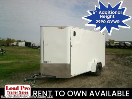 &lt;p&gt;&lt;span style=&quot;color: #363636; font-family: Hind, sans-serif; font-size: 18.88px;&quot;&gt;We offer RENT TO OWN and also offer Traditional Financing with approved credit !! This Trailer is for sale at Load Pro Trailer Sales in Clarinda Iowa.&amp;nbsp;&lt;/span&gt;&lt;/p&gt;
&lt;p&gt;&lt;span style=&quot;color: #363636; font-family: Hind, sans-serif; font-size: 18.88px;&quot;&gt;New H&amp;amp;H 6X12 Enclosed Cargo Trailer&lt;/span&gt;&lt;/p&gt;
&lt;p style=&quot;box-sizing: inherit; margin: 0px; padding: 0px; line-height: 1.6; text-rendering: optimizelegibility; font-family: Montserrat, sans-serif;&quot;&gt;4&quot; Steel Tube Frame&lt;/p&gt;
&lt;p style=&quot;box-sizing: inherit; margin: 0px; padding: 0px; line-height: 1.6; text-rendering: optimizelegibility; font-family: Montserrat, sans-serif;&quot;&gt;24&quot; On-Center Formed Channel Steel Crossmembers&lt;/p&gt;
&lt;p style=&quot;box-sizing: inherit; margin: 0px; padding: 0px; line-height: 1.6; text-rendering: optimizelegibility; font-family: Montserrat, sans-serif;&quot;&gt;4&quot; Steel Tube A-Frame Tongue&lt;/p&gt;
&lt;p style=&quot;box-sizing: inherit; margin: 0px; padding: 0px; line-height: 1.6; text-rendering: optimizelegibility; font-family: Montserrat, sans-serif;&quot;&gt;24&quot; On-Center Steel Tube Wall Uprights&lt;/p&gt;
&lt;p style=&quot;box-sizing: inherit; margin: 0px; padding: 0px; line-height: 1.6; text-rendering: optimizelegibility; font-family: Montserrat, sans-serif;&quot;&gt;24&quot; On-Center Galvanized Steel Tube Roof Bows&lt;/p&gt;
&lt;p style=&quot;box-sizing: inherit; margin: 0px; padding: 0px; line-height: 1.6; text-rendering: optimizelegibility; font-family: Montserrat, sans-serif;&quot;&gt;&lt;strong&gt;6&quot; additional height&lt;/strong&gt;&lt;/p&gt;
&lt;p style=&quot;box-sizing: inherit; margin: 0px; padding: 0px; line-height: 1.6; text-rendering: optimizelegibility; font-family: Montserrat, sans-serif;&quot;&gt;&lt;strong&gt;Sidewall Vents&lt;/strong&gt;&lt;/p&gt;
&lt;p style=&quot;box-sizing: inherit; margin: 0px; padding: 0px; line-height: 1.6; text-rendering: optimizelegibility; font-family: Montserrat, sans-serif;&quot;&gt;V-Nose Front&lt;/p&gt;
&lt;p style=&quot;box-sizing: inherit; margin: 0px; padding: 0px; line-height: 1.6; text-rendering: optimizelegibility; font-family: Montserrat, sans-serif;&quot;&gt;2&quot; A-Frame Posi-Lock Coupler&lt;/p&gt;
&lt;p style=&quot;box-sizing: inherit; margin: 0px; padding: 0px; line-height: 1.6; text-rendering: optimizelegibility; font-family: Montserrat, sans-serif;&quot;&gt;Dual Safety Chains and Hooks&lt;/p&gt;
&lt;p style=&quot;box-sizing: inherit; margin: 0px; padding: 0px; line-height: 1.6; text-rendering: optimizelegibility; font-family: Montserrat, sans-serif;&quot;&gt;4-Prong Plug&lt;/p&gt;
&lt;p style=&quot;box-sizing: inherit; margin: 0px; padding: 0px; line-height: 1.6; text-rendering: optimizelegibility; font-family: Montserrat, sans-serif;&quot;&gt;Wiring Enclosed in Conduit&lt;/p&gt;
&lt;p style=&quot;box-sizing: inherit; margin: 0px; padding: 0px; line-height: 1.6; text-rendering: optimizelegibility; font-family: Montserrat, sans-serif;&quot;&gt;2K Rated Swivel Jack with Foot&lt;/p&gt;
&lt;p style=&quot;box-sizing: inherit; margin: 0px; padding: 0px; line-height: 1.6; text-rendering: optimizelegibility; font-family: Montserrat, sans-serif;&quot;&gt;32&quot; Side Door with RV-Style Latch&lt;/p&gt;
&lt;p style=&quot;box-sizing: inherit; margin: 0px; padding: 0px; line-height: 1.6; text-rendering: optimizelegibility; font-family: Montserrat, sans-serif;&quot;&gt;Aluminum Door Hold-Back&lt;/p&gt;
&lt;p style=&quot;box-sizing: inherit; margin: 0px; padding: 0px; line-height: 1.6; text-rendering: optimizelegibility; font-family: Montserrat, sans-serif;&quot;&gt;Spring Assist Rear Ramp Door&lt;/p&gt;
&lt;p style=&quot;box-sizing: inherit; margin: 0px; padding: 0px; line-height: 1.6; text-rendering: optimizelegibility; font-family: Montserrat, sans-serif;&quot;&gt;Aluminum Tapered Square Fenders&lt;/p&gt;
&lt;p style=&quot;box-sizing: inherit; margin: 0px; padding: 0px; line-height: 1.6; text-rendering: optimizelegibility; font-family: Montserrat, sans-serif;&quot;&gt;Single Drop Spring Idler Suspension, 2990 lb. GVWR&lt;/p&gt;
&lt;p style=&quot;box-sizing: inherit; margin: 0px; padding: 0px; line-height: 1.6; text-rendering: optimizelegibility; font-family: Montserrat, sans-serif;&quot;&gt;Easy Lube Hubs&lt;/p&gt;
&lt;p style=&quot;box-sizing: inherit; margin: 0px; padding: 0px; line-height: 1.6; text-rendering: optimizelegibility; font-family: Montserrat, sans-serif;&quot;&gt;ST205/75R15 &#39;C&#39; Tires&lt;/p&gt;
&lt;p style=&quot;box-sizing: inherit; margin: 0px; padding: 0px; line-height: 1.6; text-rendering: optimizelegibility; font-family: Montserrat, sans-serif;&quot;&gt;15&quot; Wheels&lt;/p&gt;
&lt;p style=&quot;box-sizing: inherit; margin: 0px; padding: 0px; line-height: 1.6; text-rendering: optimizelegibility; font-family: Montserrat, sans-serif;&quot;&gt;Weather Coated Tongue and Rear Bulkhead&lt;/p&gt;
&lt;p style=&quot;box-sizing: inherit; margin: 0px; padding: 0px; line-height: 1.6; text-rendering: optimizelegibility; font-family: Montserrat, sans-serif;&quot;&gt;Body Fully Undercoated&lt;/p&gt;
&lt;p style=&quot;box-sizing: inherit; margin: 0px; padding: 0px; line-height: 1.6; text-rendering: optimizelegibility; font-family: Montserrat, sans-serif;&quot;&gt;Vapor Barrier&lt;/p&gt;
&lt;p style=&quot;box-sizing: inherit; margin: 0px; padding: 0px; line-height: 1.6; text-rendering: optimizelegibility; font-family: Montserrat, sans-serif;&quot;&gt;.030 Smooth Aluminum Exterior Sheeting&lt;/p&gt;
&lt;p style=&quot;box-sizing: inherit; margin: 0px; padding: 0px; line-height: 1.6; text-rendering: optimizelegibility; font-family: Montserrat, sans-serif;&quot;&gt;Flat Roof with .024 Aluminum Sheeting&lt;/p&gt;
&lt;p style=&quot;box-sizing: inherit; margin: 0px; padding: 0px; line-height: 1.6; text-rendering: optimizelegibility; font-family: Montserrat, sans-serif;&quot;&gt;24&quot; Aluminum Tread Plate Rock Guard with Extruded Trim&lt;/p&gt;
&lt;p style=&quot;box-sizing: inherit; margin: 0px; padding: 0px; line-height: 1.6; text-rendering: optimizelegibility; font-family: Montserrat, sans-serif;&quot;&gt;3/8&quot; Engineered Wood Walls&lt;/p&gt;
&lt;p style=&quot;box-sizing: inherit; margin: 0px; padding: 0px; line-height: 1.6; text-rendering: optimizelegibility; font-family: Montserrat, sans-serif;&quot;&gt;Aluminum H-Channel Wall Transitions&lt;/p&gt;
&lt;p style=&quot;box-sizing: inherit; margin: 0px; padding: 0px; line-height: 1.6; text-rendering: optimizelegibility; font-family: Montserrat, sans-serif;&quot;&gt;3/4&quot; Engineered Wood Floor&lt;/p&gt;
&lt;p style=&quot;box-sizing: inherit; margin: 0px; padding: 0px; line-height: 1.6; text-rendering: optimizelegibility; font-family: Montserrat, sans-serif;&quot;&gt;12V LED Dome Light and Switch, Wall Mounted&lt;/p&gt;
&lt;p style=&quot;box-sizing: inherit; margin: 0px; padding: 0px; line-height: 1.6; text-rendering: optimizelegibility; font-family: Montserrat, sans-serif;&quot;&gt;Full LED, DOT Compliant Lighting&lt;/p&gt;
&lt;p style=&quot;box-sizing: inherit; margin: 0px; padding: 0px; line-height: 1.6; text-rendering: optimizelegibility; font-family: Montserrat, sans-serif;&quot;&gt;Limited 3-Year Warranty&lt;/p&gt;
&lt;p style=&quot;box-sizing: inherit; margin: 0px; padding: 0px; line-height: 1.6; text-rendering: optimizelegibility; font-family: Montserrat, sans-serif;&quot;&gt;&amp;nbsp;&lt;/p&gt;
&lt;ul style=&quot;box-sizing: border-box; margin-top: 0px; margin-bottom: 0px; padding-left: 1.5em; list-style: none; font-size: 16px; color: #232323; font-family: Arial, &#39; Helvetica Neue&#39;, Helvetica, Arial, sans-serif;&quot;&gt;
&lt;li style=&quot;box-sizing: border-box;&quot;&gt;
&lt;p style=&quot;box-sizing: inherit; margin-top: 0px; margin-bottom: 1rem; color: #373a3c; font-family: Lato, sans-serif;&quot;&gt;&lt;span style=&quot;box-sizing: inherit; color: #222222; font-family: &#39;Maven Pro&#39;, &#39;open sans&#39;, &#39;Helvetica Neue&#39;, Helvetica, Arial, sans-serif;&quot;&gt;&lt;span style=&quot;box-sizing: inherit; font-size: 13px;&quot;&gt;All prices are cash or Finance.&amp;nbsp; We offer financing through Sheffield Financial with approved credit on new trailers . We are a Licensed dealer for Load Trail, Cross Enclosed Cargo Trailers, CargoMate, Alcom, and M&amp;amp;W Welding trailers.&lt;/span&gt;&lt;/span&gt;&lt;/p&gt;
&lt;p style=&quot;box-sizing: inherit; margin-top: 0px; margin-bottom: 1rem; color: #373a3c; font-family: Lato, sans-serif;&quot;&gt;&lt;span style=&quot;box-sizing: inherit; color: #222222; font-family: &#39;Maven Pro&#39;, &#39;open sans&#39;, &#39;Helvetica Neue&#39;, Helvetica, Arial, sans-serif;&quot;&gt;&lt;span style=&quot;box-sizing: inherit; font-size: 13px;&quot;&gt;We carry enclosed cargo trailers, Low pro trailers, Utility Trailer, dump trailer, Bobcat trailer, car trailer, ATV Trailers, UTV Trailers, tilt bed equipment trailers, Hydraulic dovetail trailers, Implement trailers, Car Haulers, skid loader trailer, I beam Gooseneck Trailer, Gooseneck Trailer, scissor lift trailers, slingshot trailer, farm trailers, landscape trailer, forklift trailers, Spring loaded gate trailers, Aluminum trailer, Enclosed Car Trailers, Deck over Trailers, SXS Trailer, motorcycle trailers, Race trailers, lawncare trailer, Pipe top Trailer, seed trailers, Box Trailer, tool trailers, Hay Trailers, Fuel Trailer, Self Unloading Hay Trailer, Used trailer for sale, Construction trailers, Craft Trailers, Trailer to haul my golf cart, Jeep Trailers, Aluminum cargo trailers, and Buggy Haulers. We are centrally located between Kansas City - MO - Omaha, NE and Des Moines, IA. We are close to Atlantic, IA - Red Oak, IA - Shenandoah, IA - Bradyville, IA - Maryville, MO - St Joseph, MO - Rockport, MO. We carry a large selection of parts to fit all makes and models of trailer and have a full service shop to repair all makes and models of trailers.&lt;/span&gt;&lt;/span&gt;&lt;/p&gt;
&lt;/li&gt;
&lt;/ul&gt;