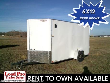&lt;p&gt;&lt;span style=&quot;color: #363636; font-family: Hind, sans-serif; font-size: 18.88px;&quot;&gt;We offer RENT TO OWN and also offer Traditional Financing with approved credit !! This Trailer is for sale at Load Pro Trailer Sales in Clarinda Iowa.&amp;nbsp;&lt;/span&gt;&lt;/p&gt;
&lt;p&gt;&lt;span style=&quot;color: #363636; font-family: Hind, sans-serif; font-size: 18.88px;&quot;&gt;New H&amp;amp;H 6X12 Enclosed Cargo Trailer&lt;/span&gt;&lt;/p&gt;
&lt;p style=&quot;box-sizing: inherit; margin: 0px; padding: 0px; line-height: 1.6; text-rendering: optimizelegibility; font-family: Montserrat, sans-serif;&quot;&gt;4&quot; Steel Tube Frame&lt;/p&gt;
&lt;p style=&quot;box-sizing: inherit; margin: 0px; padding: 0px; line-height: 1.6; text-rendering: optimizelegibility; font-family: Montserrat, sans-serif;&quot;&gt;24&quot; On-Center Formed Channel Steel Crossmembers&lt;/p&gt;
&lt;p style=&quot;box-sizing: inherit; margin: 0px; padding: 0px; line-height: 1.6; text-rendering: optimizelegibility; font-family: Montserrat, sans-serif;&quot;&gt;4&quot; Steel Tube A-Frame Tongue&lt;/p&gt;
&lt;p style=&quot;box-sizing: inherit; margin: 0px; padding: 0px; line-height: 1.6; text-rendering: optimizelegibility; font-family: Montserrat, sans-serif;&quot;&gt;24&quot; On-Center Steel Tube Wall Uprights&lt;/p&gt;
&lt;p style=&quot;box-sizing: inherit; margin: 0px; padding: 0px; line-height: 1.6; text-rendering: optimizelegibility; font-family: Montserrat, sans-serif;&quot;&gt;24&quot; On-Center Galvanized Steel Tube Roof Bows&lt;/p&gt;
&lt;p style=&quot;box-sizing: inherit; margin: 0px; padding: 0px; line-height: 1.6; text-rendering: optimizelegibility; font-family: Montserrat, sans-serif;&quot;&gt;&lt;strong&gt;6&quot; additional height&lt;/strong&gt;&lt;/p&gt;
&lt;p style=&quot;box-sizing: inherit; margin: 0px; padding: 0px; line-height: 1.6; text-rendering: optimizelegibility; font-family: Montserrat, sans-serif;&quot;&gt;&lt;strong&gt;Sidewall Vents&lt;/strong&gt;&lt;/p&gt;
&lt;p style=&quot;box-sizing: inherit; margin: 0px; padding: 0px; line-height: 1.6; text-rendering: optimizelegibility; font-family: Montserrat, sans-serif;&quot;&gt;V-Nose Front&lt;/p&gt;
&lt;p style=&quot;box-sizing: inherit; margin: 0px; padding: 0px; line-height: 1.6; text-rendering: optimizelegibility; font-family: Montserrat, sans-serif;&quot;&gt;2&quot; A-Frame Posi-Lock Coupler&lt;/p&gt;
&lt;p style=&quot;box-sizing: inherit; margin: 0px; padding: 0px; line-height: 1.6; text-rendering: optimizelegibility; font-family: Montserrat, sans-serif;&quot;&gt;Dual Safety Chains and Hooks&lt;/p&gt;
&lt;p style=&quot;box-sizing: inherit; margin: 0px; padding: 0px; line-height: 1.6; text-rendering: optimizelegibility; font-family: Montserrat, sans-serif;&quot;&gt;4-Prong Plug&lt;/p&gt;
&lt;p style=&quot;box-sizing: inherit; margin: 0px; padding: 0px; line-height: 1.6; text-rendering: optimizelegibility; font-family: Montserrat, sans-serif;&quot;&gt;Wiring Enclosed in Conduit&lt;/p&gt;
&lt;p style=&quot;box-sizing: inherit; margin: 0px; padding: 0px; line-height: 1.6; text-rendering: optimizelegibility; font-family: Montserrat, sans-serif;&quot;&gt;2K Rated Swivel Jack with Foot&lt;/p&gt;
&lt;p style=&quot;box-sizing: inherit; margin: 0px; padding: 0px; line-height: 1.6; text-rendering: optimizelegibility; font-family: Montserrat, sans-serif;&quot;&gt;32&quot; Side Door with RV-Style Latch&lt;/p&gt;
&lt;p style=&quot;box-sizing: inherit; margin: 0px; padding: 0px; line-height: 1.6; text-rendering: optimizelegibility; font-family: Montserrat, sans-serif;&quot;&gt;Aluminum Door Hold-Back&lt;/p&gt;
&lt;p style=&quot;box-sizing: inherit; margin: 0px; padding: 0px; line-height: 1.6; text-rendering: optimizelegibility; font-family: Montserrat, sans-serif;&quot;&gt;Spring Assist Rear Ramp Door&lt;/p&gt;
&lt;p style=&quot;box-sizing: inherit; margin: 0px; padding: 0px; line-height: 1.6; text-rendering: optimizelegibility; font-family: Montserrat, sans-serif;&quot;&gt;Aluminum Tapered Square Fenders&lt;/p&gt;
&lt;p style=&quot;box-sizing: inherit; margin: 0px; padding: 0px; line-height: 1.6; text-rendering: optimizelegibility; font-family: Montserrat, sans-serif;&quot;&gt;Single Drop Spring Idler Suspension, 2990 lb. GVWR&lt;/p&gt;
&lt;p style=&quot;box-sizing: inherit; margin: 0px; padding: 0px; line-height: 1.6; text-rendering: optimizelegibility; font-family: Montserrat, sans-serif;&quot;&gt;Easy Lube Hubs&lt;/p&gt;
&lt;p style=&quot;box-sizing: inherit; margin: 0px; padding: 0px; line-height: 1.6; text-rendering: optimizelegibility; font-family: Montserrat, sans-serif;&quot;&gt;ST205/75R15 &#39;C&#39; Tires&lt;/p&gt;
&lt;p style=&quot;box-sizing: inherit; margin: 0px; padding: 0px; line-height: 1.6; text-rendering: optimizelegibility; font-family: Montserrat, sans-serif;&quot;&gt;15&quot; Wheels&lt;/p&gt;
&lt;p style=&quot;box-sizing: inherit; margin: 0px; padding: 0px; line-height: 1.6; text-rendering: optimizelegibility; font-family: Montserrat, sans-serif;&quot;&gt;Weather Coated Tongue and Rear Bulkhead&lt;/p&gt;
&lt;p style=&quot;box-sizing: inherit; margin: 0px; padding: 0px; line-height: 1.6; text-rendering: optimizelegibility; font-family: Montserrat, sans-serif;&quot;&gt;Body Fully Undercoated&lt;/p&gt;
&lt;p style=&quot;box-sizing: inherit; margin: 0px; padding: 0px; line-height: 1.6; text-rendering: optimizelegibility; font-family: Montserrat, sans-serif;&quot;&gt;Vapor Barrier&lt;/p&gt;
&lt;p style=&quot;box-sizing: inherit; margin: 0px; padding: 0px; line-height: 1.6; text-rendering: optimizelegibility; font-family: Montserrat, sans-serif;&quot;&gt;.030 Smooth Aluminum Exterior Sheeting&lt;/p&gt;
&lt;p style=&quot;box-sizing: inherit; margin: 0px; padding: 0px; line-height: 1.6; text-rendering: optimizelegibility; font-family: Montserrat, sans-serif;&quot;&gt;Flat Roof with .024 Aluminum Sheeting&lt;/p&gt;
&lt;p style=&quot;box-sizing: inherit; margin: 0px; padding: 0px; line-height: 1.6; text-rendering: optimizelegibility; font-family: Montserrat, sans-serif;&quot;&gt;24&quot; Aluminum Tread Plate Rock Guard with Extruded Trim&lt;/p&gt;
&lt;p style=&quot;box-sizing: inherit; margin: 0px; padding: 0px; line-height: 1.6; text-rendering: optimizelegibility; font-family: Montserrat, sans-serif;&quot;&gt;3/8&quot; Engineered Wood Walls&lt;/p&gt;
&lt;p style=&quot;box-sizing: inherit; margin: 0px; padding: 0px; line-height: 1.6; text-rendering: optimizelegibility; font-family: Montserrat, sans-serif;&quot;&gt;Aluminum H-Channel Wall Transitions&lt;/p&gt;
&lt;p style=&quot;box-sizing: inherit; margin: 0px; padding: 0px; line-height: 1.6; text-rendering: optimizelegibility; font-family: Montserrat, sans-serif;&quot;&gt;3/4&quot; Engineered Wood Floor&lt;/p&gt;
&lt;p style=&quot;box-sizing: inherit; margin: 0px; padding: 0px; line-height: 1.6; text-rendering: optimizelegibility; font-family: Montserrat, sans-serif;&quot;&gt;12V LED Dome Light and Switch, Wall Mounted&lt;/p&gt;
&lt;p style=&quot;box-sizing: inherit; margin: 0px; padding: 0px; line-height: 1.6; text-rendering: optimizelegibility; font-family: Montserrat, sans-serif;&quot;&gt;Full LED, DOT Compliant Lighting&lt;/p&gt;
&lt;p style=&quot;box-sizing: inherit; margin: 0px; padding: 0px; line-height: 1.6; text-rendering: optimizelegibility; font-family: Montserrat, sans-serif;&quot;&gt;Limited 3-Year Warranty&lt;/p&gt;
&lt;p style=&quot;box-sizing: inherit; margin: 0px; padding: 0px; line-height: 1.6; text-rendering: optimizelegibility; font-family: Montserrat, sans-serif;&quot;&gt;&amp;nbsp;&lt;/p&gt;
&lt;ul style=&quot;box-sizing: border-box; margin-top: 0px; margin-bottom: 0px; padding-left: 1.5em; list-style: none; font-size: 16px; color: #232323; font-family: Arial, &#39; Helvetica Neue&#39;, Helvetica, Arial, sans-serif;&quot;&gt;
&lt;li style=&quot;box-sizing: border-box;&quot;&gt;
&lt;p style=&quot;box-sizing: inherit; margin-top: 0px; margin-bottom: 1rem; color: #373a3c; font-family: Lato, sans-serif;&quot;&gt;&lt;span style=&quot;box-sizing: inherit; color: #222222; font-family: &#39;Maven Pro&#39;, &#39;open sans&#39;, &#39;Helvetica Neue&#39;, Helvetica, Arial, sans-serif;&quot;&gt;&lt;span style=&quot;box-sizing: inherit; font-size: 13px;&quot;&gt;All prices are cash or Finance.&amp;nbsp; We offer financing through Sheffield Financial with approved credit on new trailers . We are a Licensed dealer for Load Trail, Cross Enclosed Cargo Trailers, CargoMate, Alcom, and M&amp;amp;W Welding trailers.&lt;/span&gt;&lt;/span&gt;&lt;/p&gt;
&lt;p style=&quot;box-sizing: inherit; margin-top: 0px; margin-bottom: 1rem; color: #373a3c; font-family: Lato, sans-serif;&quot;&gt;&lt;span style=&quot;box-sizing: inherit; color: #222222; font-family: &#39;Maven Pro&#39;, &#39;open sans&#39;, &#39;Helvetica Neue&#39;, Helvetica, Arial, sans-serif;&quot;&gt;&lt;span style=&quot;box-sizing: inherit; font-size: 13px;&quot;&gt;We carry enclosed cargo trailers, Low pro trailers, Utility Trailer, dump trailer, Bobcat trailer, car trailer, ATV Trailers, UTV Trailers, tilt bed equipment trailers, Hydraulic dovetail trailers, Implement trailers, Car Haulers, skid loader trailer, I beam Gooseneck Trailer, Gooseneck Trailer, scissor lift trailers, slingshot trailer, farm trailers, landscape trailer, forklift trailers, Spring loaded gate trailers, Aluminum trailer, Enclosed Car Trailers, Deck over Trailers, SXS Trailer, motorcycle trailers, Race trailers, lawncare trailer, Pipe top Trailer, seed trailers, Box Trailer, tool trailers, Hay Trailers, Fuel Trailer, Self Unloading Hay Trailer, Used trailer for sale, Construction trailers, Craft Trailers, Trailer to haul my golf cart, Jeep Trailers, Aluminum cargo trailers, and Buggy Haulers. We are centrally located between Kansas City - MO - Omaha, NE and Des Moines, IA. We are close to Atlantic, IA - Red Oak, IA - Shenandoah, IA - Bradyville, IA - Maryville, MO - St Joseph, MO - Rockport, MO. We carry a large selection of parts to fit all makes and models of trailer and have a full service shop to repair all makes and models of trailers.&lt;/span&gt;&lt;/span&gt;&lt;/p&gt;
&lt;/li&gt;
&lt;/ul&gt;