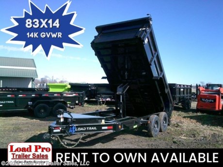 &lt;p&gt;&lt;span style=&quot;color: #363636; font-family: Hind, sans-serif; font-size: 16px;&quot;&gt;We offer RENT TO OWN and also offer Traditional Financing with approved credit!! This Trailer is for sale at Load Pro Trailer Sales in Clarinda Iowa.&lt;/span&gt;&lt;/p&gt;
&lt;p&gt;&lt;span style=&quot;color: #363636; font-family: Hind, sans-serif; font-size: 16px;&quot;&gt;83&quot; x 14&#39; Tandem Axle Dump Low-Pro Dump&lt;br&gt;&lt;/span&gt;&lt;/p&gt;
&lt;ul class=&quot;m-t-sm&quot;&gt;
&lt;li&gt;8&quot; x 13 lb. I-Beam Frame&lt;/li&gt;
&lt;li&gt;2 - 7,000 Lb Dexter Spring Axles ( Elec FSA Brakes on both)&lt;/li&gt;
&lt;li&gt;ST235/80 R16 LRE 10 Ply.&amp;nbsp;&amp;nbsp;&lt;/li&gt;
&lt;li&gt;Coupler 2-5/16&quot; Adjustable (6 HOLE)&lt;/li&gt;
&lt;li&gt;Diamond Plate Fenders (weld-on)&lt;/li&gt;
&lt;li&gt;16&quot; Cross-Members&lt;/li&gt;
&lt;li&gt;36&quot; Dump Sides w/36&quot; 2 Way Gate (10 Gauge Floor)&lt;/li&gt;
&lt;li&gt;REAR Slide-IN Ramps 80&quot; x 16&quot;&lt;/li&gt;
&lt;li&gt;Jack Spring Loaded Drop Leg 1-10K&lt;/li&gt;
&lt;li&gt;Lights LED (w/Cold Weather Harness)&lt;/li&gt;
&lt;li&gt;4 - D-Rings 4&quot; Weld On&lt;/li&gt;
&lt;li&gt;Front Tongue Mount (MAX-Box w/Divider)&lt;/li&gt;
&lt;li&gt;Scissor Hoist w/Standard Pump&lt;/li&gt;
&lt;li&gt;Standard Battery Wall Charger (5 Amp)&lt;/li&gt;
&lt;li&gt;Tarp Kit Front Mount&lt;/li&gt;
&lt;li&gt;Rear Support Stands (2&quot; x 2&quot; Tubing)&lt;/li&gt;
&lt;li&gt;1 - MAX-STEP (30&quot;)&lt;/li&gt;
&lt;li&gt;Spare Tire Mount&lt;/li&gt;
&lt;li&gt;Black (w/Primer)&lt;/li&gt;
&lt;/ul&gt;
&lt;p&gt;All prices are cash or Finance. &amp;nbsp;We offer financing through Sheffield Financial with approved credit on new trailers . We are a Licensed dealer for Load Trail, H&amp;amp;H, Cross Enclosed Cargo Trailers, CargoMate, Alcom, and M&amp;amp;W Welding trailers.&lt;/p&gt;
&lt;p&gt;We carry enclosed cargo trailers, Low pro trailers, Utility Trailer, dump trailer, Bobcat trailer, car trailer, ATV Trailers, UTV Trailers, tilt bed equipment trailers, Hydraulic dovetail trailers, Implement trailers, Car Haulers, skid loader trailer, I beam Gooseneck Trailer, Gooseneck Trailer, scissor lift trailers, slingshot trailer, farm trailers, landscape trailer, forklift trailers, Spring loaded gate trailers, Aluminum trailer, Enclosed Car Trailers, Deck over Trailers, SXS Trailer, motorcycle trailers, Race trailers, lawncare trailer, Pipe top Trailer, seed trailers, Box Trailer, tool trailers, Hay Trailers, Fuel Trailer, Self Unloading Hay Trailer, Used trailer for sale, Construction trailers, Craft Trailers, Trailer to haul my golf cart, Jeep Trailers, Aluminum cargo trailers, and Buggy Haulers. We are centrally located between Kansas City - MO - Omaha, NE and Des Moines, IA. We are close to Atlantic, IA - Red Oak, IA - Shenandoah, IA - Bradyville, IA - Maryville, MO - St Joseph, MO - Rockport, MO. We carry a large selection of parts to fit all makes and models of trailer and have a full service shop to repair all makes and models of trailers.&amp;nbsp;&lt;/p&gt;