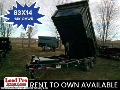 &lt;p&gt;&lt;span style=&quot;color: #363636; font-family: Hind, sans-serif; font-size: 16px;&quot;&gt;We offer RENT TO OWN and also offer Traditional Financing with approved credit!! This Trailer is for sale at Load Pro Trailer Sales in Clarinda Iowa.&lt;/span&gt;&lt;/p&gt;
&lt;p&gt;&lt;span style=&quot;color: #363636; font-family: Hind, sans-serif; font-size: 16px;&quot;&gt;83&quot; x 14&#39; Tandem Axle Dump Low-Pro Dump&lt;br&gt;&lt;/span&gt;&lt;/p&gt;
&lt;ul class=&quot;m-t-sm&quot;&gt;
&lt;li&gt;8&quot; x 13 lb. I-Beam Frame&lt;/li&gt;
&lt;li&gt;2 - 7,000 Lb Dexter Spring Axles ( Elec FSA Brakes on both axles)&lt;/li&gt;
&lt;li&gt;ST235/80 R16 LRE 10 Ply.&amp;nbsp;&amp;nbsp;&lt;/li&gt;
&lt;li&gt;Coupler 2-5/16&quot; Adjustable (6 HOLE)&lt;/li&gt;
&lt;li&gt;Diamond Plate Fenders (weld-on)&lt;/li&gt;
&lt;li&gt;16&quot; Cross-Members&lt;/li&gt;
&lt;li&gt;48&quot; Dump Sides w/48&quot; 2 Way Gate (10 Gauge Floor)&lt;/li&gt;
&lt;li&gt;REAR Slide-IN Ramps 80&quot; x 16&quot;&lt;/li&gt;
&lt;li&gt;Jack Spring Loaded Drop Leg 1-10K&lt;/li&gt;
&lt;li&gt;Lights LED (w/Cold Weather Harness)&lt;/li&gt;
&lt;li&gt;4 - D-Rings 4&quot; Weld On&lt;/li&gt;
&lt;li&gt;Front Tongue Mount (MAX-Box w/Divider)&lt;/li&gt;
&lt;li&gt;Scissor Hoist w/Standard Pump&lt;/li&gt;
&lt;li&gt;Standard Battery Wall Charger (5 Amp)&lt;/li&gt;
&lt;li&gt;Tarp Kit Front Mount&lt;/li&gt;
&lt;li&gt;Rear Support Stands (2&quot; x 2&quot; Tubing)&lt;/li&gt;
&lt;li&gt;1 - MAX-STEP (30&quot;)&lt;/li&gt;
&lt;li&gt;Spare Tire Mount&lt;/li&gt;
&lt;li&gt;Black (w/Primer)&lt;/li&gt;
&lt;/ul&gt;
&lt;p&gt;All prices are cash or Finance. &amp;nbsp;We offer financing through Sheffield Financial with approved credit on new trailers . We are a Licensed dealer for Load Trail, H&amp;amp;H, Cross Enclosed Cargo Trailers, CargoMate, Alcom, and M&amp;amp;W Welding trailers.&lt;/p&gt;
&lt;p&gt;We carry enclosed cargo trailers, Low pro trailers, Utility Trailer, dump trailer, Bobcat trailer, car trailer, ATV Trailers, UTV Trailers, tilt bed equipment trailers, Hydraulic dovetail trailers, Implement trailers, Car Haulers, skid loader trailer, I beam Gooseneck Trailer, Gooseneck Trailer, scissor lift trailers, slingshot trailer, farm trailers, landscape trailer, forklift trailers, Spring loaded gate trailers, Aluminum trailer, Enclosed Car Trailers, Deck over Trailers, SXS Trailer, motorcycle trailers, Race trailers, lawncare trailer, Pipe top Trailer, seed trailers, Box Trailer, tool trailers, Hay Trailers, Fuel Trailer, Self Unloading Hay Trailer, Used trailer for sale, Construction trailers, Craft Trailers, Trailer to haul my golf cart, Jeep Trailers, Aluminum cargo trailers, and Buggy Haulers. We are centrally located between Kansas City - MO - Omaha, NE and Des Moines, IA. We are close to Atlantic, IA - Red Oak, IA - Shenandoah, IA - Bradyville, IA - Maryville, MO - St Joseph, MO - Rockport, MO. We carry a large selection of parts to fit all makes and models of trailer and have a full service shop to repair all makes and models of trailers.&amp;nbsp;&lt;/p&gt;
