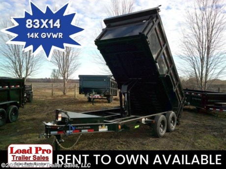 &lt;p&gt;&lt;span style=&quot;color: #363636; font-family: Hind, sans-serif; font-size: 16px;&quot;&gt;We offer RENT TO OWN and also offer Traditional Financing with approved credit!! This Trailer is for sale at Load Pro Trailer Sales in Clarinda Iowa.&lt;/span&gt;&lt;/p&gt;
&lt;table class=&quot;table table-dual&quot; style=&quot;width: 54.7368%; height: 502.203px;&quot;&gt;
&lt;tbody&gt;
&lt;tr style=&quot;height: 502.203px;&quot;&gt;
&lt;td style=&quot;width: 96.4394%; height: 502.203px;&quot;&gt;83&quot; x 14&#39; Tandem Axle Dump Low-Pro Dump&lt;br&gt;
&lt;ul class=&quot;m-t-sm&quot;&gt;
&lt;li&gt;8&quot; x 13 lb. I-Beam Frame&lt;/li&gt;
&lt;li&gt;2 - 7,000 Lb Dexter Spring Axles (&amp;nbsp; Elec FSA Brakes on both axles)&lt;/li&gt;
&lt;li&gt;ST235/80 R16 LRE 10 Ply.&amp;nbsp;&amp;nbsp;&lt;/li&gt;
&lt;li&gt;Coupler 2-5/16&quot; Adjustable (6 HOLE)&lt;/li&gt;
&lt;li&gt;Diamond Plate Fenders (weld-on)&lt;/li&gt;
&lt;li&gt;16&quot; Cross-Members&lt;/li&gt;
&lt;li&gt;48&quot; Dump Sides w/48&quot; 2 Way Gate (7 Gauge Floor)&lt;/li&gt;
&lt;li&gt;REAR Slide-IN Ramps 80&quot; x 16&quot;&lt;/li&gt;
&lt;li&gt;Jack Spring Loaded Drop Leg 1-10K&lt;/li&gt;
&lt;li&gt;Lights LED (w/Cold Weather Harness)&lt;/li&gt;
&lt;li&gt;4 - D-Rings 4&quot; Weld On&lt;/li&gt;
&lt;li&gt;Front Tongue Mount (MAX-Box w/Divider)&lt;/li&gt;
&lt;li&gt;Scissor Hoist w/Standard Pump&lt;/li&gt;
&lt;li&gt;TUFF Wireless Remote (2-Button)&lt;/li&gt;
&lt;li&gt;Standard Battery Wall Charger (5 Amp)&lt;/li&gt;
&lt;li&gt;Tarp Kit Front Mount&lt;/li&gt;
&lt;li&gt;Rear Support Stands (2&quot; x 2&quot; Tubing)&lt;/li&gt;
&lt;li&gt;1 - MAX-STEP (30&quot;)&lt;/li&gt;
&lt;li&gt;Spare Tire Mount&lt;/li&gt;
&lt;li&gt;Black (w/Primer)&lt;/li&gt;
&lt;/ul&gt;
&lt;/td&gt;
&lt;/tr&gt;
&lt;/tbody&gt;
&lt;/table&gt;
&lt;p&gt;All prices are cash or Finance. &amp;nbsp;We offer financing through Sheffield Financial with approved credit on new trailers . We are a Licensed dealer for Load Trail, H&amp;amp;H, Cross Enclosed Cargo Trailers, CargoMate, Alcom, and M&amp;amp;W Welding trailers.&lt;/p&gt;
&lt;p&gt;We carry enclosed cargo trailers, Low pro trailers, Utility Trailer, dump trailer, Bobcat trailer, car trailer, ATV Trailers, UTV Trailers, tilt bed equipment trailers, Hydraulic dovetail trailers, Implement trailers, Car Haulers, skid loader trailer, I beam Gooseneck Trailer, Gooseneck Trailer, scissor lift trailers, slingshot trailer, farm trailers, landscape trailer, forklift trailers, Spring loaded gate trailers, Aluminum trailer, Enclosed Car Trailers, Deck over Trailers, SXS Trailer, motorcycle trailers, Race trailers, lawncare trailer, Pipe top Trailer, seed trailers, Box Trailer, tool trailers, Hay Trailers, Fuel Trailer, Self Unloading Hay Trailer, Used trailer for sale, Construction trailers, Craft Trailers, Trailer to haul my golf cart, Jeep Trailers, Aluminum cargo trailers, and Buggy Haulers. We are centrally located between Kansas City - MO - Omaha, NE and Des Moines, IA. We are close to Atlantic, IA - Red Oak, IA - Shenandoah, IA - Bradyville, IA - Maryville, MO - St Joseph, MO - Rockport, MO. We carry a large selection of parts to fit all makes and models of trailer and have a full service shop to repair all makes and models of trailers.&amp;nbsp;&lt;/p&gt;
