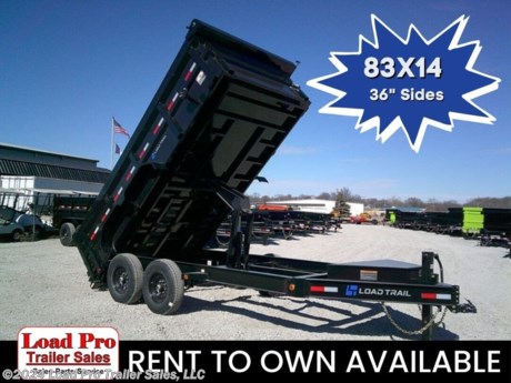 &lt;p&gt;&lt;span style=&quot;color: #363636; font-family: Hind, sans-serif; font-size: 16px;&quot;&gt;We offer RENT TO OWN and also offer Traditional Financing with approved credit!! This Trailer is for sale at Load Pro Trailer Sales in Clarinda Iowa.&amp;nbsp;&lt;/span&gt;&lt;/p&gt;
&lt;p&gt;&lt;span style=&quot;color: #363636; font-family: Hind, sans-serif; font-size: 16px;&quot;&gt;83&quot; x 14&#39; Tandem Axle Dump Low-Pro Dump&lt;br&gt;&lt;/span&gt;&lt;/p&gt;
&lt;ul class=&quot;m-t-sm&quot;&gt;
&lt;li&gt;8&quot; x 13 lb. I-Beam Frame&lt;/li&gt;
&lt;li&gt;2 - 7,000 Lb Dexter Spring Axles (&amp;nbsp; Elec FSA Brakes on both axles)&lt;/li&gt;
&lt;li&gt;ST235/80 R16 LRE 10 Ply.&amp;nbsp; &amp;nbsp;&lt;/li&gt;
&lt;li&gt;Coupler 2-5/16&quot; Adjustable (6 HOLE)&lt;/li&gt;
&lt;li&gt;Diamond Plate Fenders (weld-on)&lt;/li&gt;
&lt;li&gt;16&quot; Cross-Members&lt;/li&gt;
&lt;li&gt;36&quot; Dump Sides w/36&quot; 2 Way Gate (10 Gauge Floor)&lt;/li&gt;
&lt;li&gt;REAR Slide-IN Ramps 80&quot; x 16&quot;&lt;/li&gt;
&lt;li&gt;Jack Spring Loaded Drop Leg 1-10K&lt;/li&gt;
&lt;li&gt;Lights LED (w/Cold Weather Harness)&lt;/li&gt;
&lt;li&gt;4 - D-Rings 4&quot; Weld On&lt;/li&gt;
&lt;li&gt;Front Tongue Mount (MAX-Box w/Divider)&lt;/li&gt;
&lt;li&gt;Scissor Hoist w/Standard Pump&lt;/li&gt;
&lt;li&gt;Standard Battery Wall Charger (5 Amp)&lt;/li&gt;
&lt;li&gt;Tarp Kit Front Mount&lt;/li&gt;
&lt;li&gt;Rear Support Stands (2&quot; x 2&quot; Tubing)&lt;/li&gt;
&lt;li&gt;1 - MAX-STEP (30&quot;)&lt;/li&gt;
&lt;li&gt;Spare Tire Mount&lt;/li&gt;
&lt;li&gt;Black (w/Primer)&lt;/li&gt;
&lt;/ul&gt;
&lt;p&gt;All prices are cash or Finance. &amp;nbsp;We offer financing through Sheffield Financial with approved credit on new trailers. We are a Licensed dealer for Load Trail, H&amp;amp;H, Cross Enclosed Cargo Trailers, CargoMate, Alcom, and M&amp;amp;W Welding trailers.&lt;/p&gt;
&lt;p&gt;We carry enclosed cargo trailers, Low pro trailers, Utility Trailer, dump trailer, Bobcat trailer, car trailer, ATV Trailers, UTV Trailers, tilt bed equipment trailers, Hydraulic dovetail trailers, Implement trailers, Car Haulers, skid loader trailer, I beam Gooseneck Trailer, Gooseneck Trailer, scissor lift trailers, slingshot trailer, farm trailers, landscape trailer, forklift trailers, Spring loaded gate trailers, Aluminum trailer, Enclosed Car Trailers, Deck over Trailers, SXS Trailer, motorcycle trailers, Race trailers, lawncare trailer, Pipe top Trailer, seed trailers, Box Trailer, tool trailers, Hay Trailers, Fuel Trailer, Self Unloading Hay Trailer, Used trailer for sale, Construction trailers, Craft Trailers, Trailer to haul my golf cart, Jeep Trailers, Aluminum cargo trailers, and Buggy Haulers. We are centrally located between Kansas City - MO - Omaha, NE and Des Moines, IA. We are close to Atlantic, IA - Red Oak, IA - Shenandoah, IA - Bradyville, IA - Maryville, MO - St Joseph, MO - Rockport, MO. We carry a large selection of parts to fit all makes and models of trailer and have a full service shop to repair all makes and models of trailers.&lt;/p&gt;