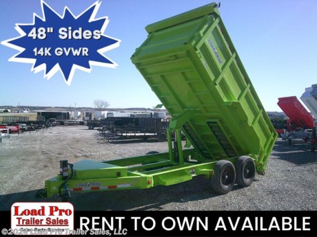 &lt;p&gt;&lt;span style=&quot;color: #363636; font-family: Hind, sans-serif; font-size: 16px;&quot;&gt;We offer RENT TO OWN and also offer Traditional Financing with approved credit!! This Trailer is for sale at Load Pro Trailer Sales in Clarinda Iowa.&lt;/span&gt;&lt;/p&gt;
&lt;p&gt;&lt;span style=&quot;color: #363636; font-family: Hind, sans-serif; font-size: 16px;&quot;&gt;83&quot; x 14&#39; Tandem Axle Dump 14K GVWR&lt;/span&gt;&lt;/p&gt;
&lt;ul class=&quot;m-t-sm&quot;&gt;
&lt;li&gt;8&quot; x 13 lb. I-Beam Frame&lt;/li&gt;
&lt;li&gt;2 - 7,000 Lb Dexter Spring Axles &amp;nbsp;(Elec FSA Brakes on both axles)&lt;/li&gt;
&lt;li&gt;ST235/80 R16 LRE 10 Ply.&amp;nbsp;&lt;/li&gt;
&lt;li&gt;Coupler 2-5/16&quot; Adjustable (6 HOLE)&lt;/li&gt;
&lt;li&gt;Diamond Plate Fenders (weld-on)&lt;/li&gt;
&lt;li&gt;16&quot; Cross-Members&lt;/li&gt;
&lt;li&gt;48&quot; Dump Sides w/48&quot; 2 Way Gate (7 Gauge Floor)&lt;/li&gt;
&lt;li&gt;REAR Slide-IN Ramps 80&quot; x 16&quot;&lt;/li&gt;
&lt;li&gt;Jack Spring Loaded Drop Leg 1-10K&lt;/li&gt;
&lt;li&gt;Lights LED (w/Cold Weather Harness)&lt;/li&gt;
&lt;li&gt;4 - D-Rings 3&quot; Weld On&lt;/li&gt;
&lt;li&gt;Front Tongue Mount (MAX-Box w/Divider)&lt;/li&gt;
&lt;li&gt;Scissor Hoist w/Standard Pump&lt;/li&gt;
&lt;li&gt;Standard Battery Wall Charger (5 Amp)&lt;/li&gt;
&lt;li&gt;Tarp Kit Front Mount&lt;/li&gt;
&lt;li&gt;Rear Support Stands (2&quot; x 2&quot; Tubing)&lt;/li&gt;
&lt;li&gt;1 - MAX-STEP (30&quot;)&lt;/li&gt;
&lt;li&gt;Spare Tire Mount&lt;/li&gt;
&lt;li&gt;Safety Green (w/Primer)&lt;/li&gt;
&lt;/ul&gt;
&lt;p&gt;All prices are cash or Finance. &amp;nbsp;We offer financing through Sheffield Financial with approved credit on new trailers . We are a Licensed dealer for Load Trail, H&amp;amp;H, Cross Enclosed Cargo Trailers, CargoMate, Alcom, and M&amp;amp;W Welding trailers.&lt;/p&gt;
&lt;p&gt;We carry enclosed cargo trailers, Low pro trailers, Utility Trailer, dump trailer, Bobcat trailer, car trailer, ATV Trailers, UTV Trailers, tilt bed equipment trailers, Hydraulic dovetail trailers, Implement trailers, Car Haulers, skid loader trailer, I beam Gooseneck Trailer, Gooseneck Trailer, scissor lift trailers, slingshot trailer, farm trailers, landscape trailer, forklift trailers, Spring loaded gate trailers, Aluminum trailer, Enclosed Car Trailers, Deck over Trailers, SXS Trailer, motorcycle trailers, Race trailers, lawncare trailer, Pipe top Trailer, seed trailers, Box Trailer, tool trailers, Hay Trailers, Fuel Trailer, Self Unloading Hay Trailer, Used trailer for sale, Construction trailers, Craft Trailers, Trailer to haul my golf cart, Jeep Trailers, Aluminum cargo trailers, and Buggy Haulers. We are centrally located between Kansas City - MO - Omaha, NE and Des Moines, IA. We are close to Atlantic, IA - Red Oak, IA - Shenandoah, IA - Bradyville, IA - Maryville, MO - St Joseph, MO - Rockport, MO. We carry a large selection of parts to fit all makes and models of trailer and have a full service shop to repair all makes and models of trailers.&amp;nbsp;&lt;/p&gt;