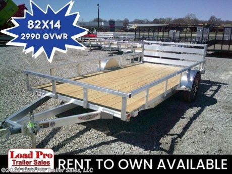 &lt;p&gt;We offer RENT TO OWN and also offer Traditional Financing with approved credit !! This Trailer is for sale at Load Pro Trailer Sales in Clarinda Iowa.&lt;/p&gt;
&lt;p&gt;New H&amp;amp;H 82X14 Aluminum Utility Trailer&lt;/p&gt;
&lt;p&gt;&amp;nbsp;&lt;/p&gt;
&lt;ul&gt;
&lt;li&gt;3&quot; x 2&quot; Aluminum Angle Extrusion Frame&lt;/li&gt;
&lt;li&gt;3&quot; x 2&quot; Aluminum Angle Extrusion Crossmembers&lt;/li&gt;
&lt;li&gt;4&quot; Aluminum Triple Tube Tongue&lt;/li&gt;
&lt;li&gt;2&quot; x 1-1/2&quot; Aluminum Extrusion Tube Uprights&lt;/li&gt;
&lt;li&gt;2&quot; x 2&quot; Aluminum Tube Top Rail&lt;/li&gt;
&lt;li&gt;2&quot; A-Frame Posi-Lock Coupler&lt;/li&gt;
&lt;li&gt;Dual Safety Chains and Hooks&lt;/li&gt;
&lt;li&gt;4-Prong Plug&lt;/li&gt;
&lt;li&gt;Sealed Wiring Harness&lt;/li&gt;
&lt;li&gt;1k Rated Swivel Jack w/ Caster Wheel&lt;/li&gt;
&lt;li&gt;54&quot; Aluminum Bi-Fold Gate&lt;/li&gt;
&lt;li&gt;Aluminum Radius Fenders w/ Backs&lt;/li&gt;
&lt;li&gt;Single Spring Idler Suspension, 2990 lb. GVWR&lt;/li&gt;
&lt;li&gt;Easy Lube Hubs&lt;/li&gt;
&lt;li&gt;ST205/75R15 &#39;C&#39; Tires&lt;/li&gt;
&lt;li&gt;15&quot; Aluminum Wheels&lt;/li&gt;
&lt;li&gt;2 x 8 Pressure Treated Pine Decking&lt;/li&gt;
&lt;li&gt;Front &amp;amp; Rear End Board Caps&lt;/li&gt;
&lt;li&gt;Aluminum Stake Pockets&lt;/li&gt;
&lt;li&gt;Full LED, DOT Compliant Lighting&lt;/li&gt;
&lt;/ul&gt;
&lt;p style=&quot;box-sizing: inherit; margin-top: 0px; margin-bottom: 1rem; font-size: 16px; color: #373a3c; font-family: Lato, sans-serif;&quot;&gt;&lt;span style=&quot;box-sizing: inherit; color: #222222; font-family: &#39;Maven Pro&#39;, &#39;open sans&#39;, &#39;Helvetica Neue&#39;, Helvetica, Arial, sans-serif;&quot;&gt;&lt;span style=&quot;box-sizing: inherit; font-size: 13px;&quot;&gt;All prices are cash or Finance.&amp;nbsp; We offer financing through Sheffield Financial with approved credit on new trailers . We are a Licensed dealer for Load Trail, Cross Enclosed Cargo Trailers, CargoMate, Alcom, and M&amp;amp;W Welding trailers.&lt;/span&gt;&lt;/span&gt;&lt;/p&gt;
&lt;p&gt;&amp;nbsp;&lt;/p&gt;
&lt;p style=&quot;box-sizing: inherit; margin-top: 0px; margin-bottom: 1rem; font-size: 16px; color: #373a3c; font-family: Lato, sans-serif;&quot;&gt;&lt;span style=&quot;box-sizing: inherit; color: #222222; font-family: &#39;Maven Pro&#39;, &#39;open sans&#39;, &#39;Helvetica Neue&#39;, Helvetica, Arial, sans-serif;&quot;&gt;&lt;span style=&quot;box-sizing: inherit; font-size: 13px;&quot;&gt;We carry enclosed cargo trailers, Low pro trailers, Utility Trailer, dump trailer, Bobcat trailer, car trailer, ATV Trailers, UTV Trailers, tilt bed equipment trailers, Hydraulic dovetail trailers, Implement trailers, Car Haulers, skid loader trailer, I beam Gooseneck Trailer, Gooseneck Trailer, scissor lift trailers, slingshot trailer, farm trailers, landscape trailer, forklift trailers, Spring loaded gate trailers, Aluminum trailer, Enclosed Car Trailers, Deck over Trailers, SXS Trailer, motorcycle trailers, Race trailers, lawncare trailer, Pipe top Trailer, seed trailers, Box Trailer, tool trailers, Hay Trailers, Fuel Trailer, Self Unloading Hay Trailer, Used trailer for sale, Construction trailers, Craft Trailers, Trailer to haul my golf cart, Jeep Trailers, Aluminum cargo trailers, and Buggy Haulers. We are centrally located between Kansas City - MO - Omaha, NE and Des Moines, IA. We are close to Atlantic, IA - Red Oak, IA - Shenandoah, IA - Bradyville, IA - Maryville, MO - St Joseph, MO - Rockport, MO. We carry a large selection of parts to fit all makes and models of trailer and have a full service shop to repair all makes and models of trailers&lt;/span&gt;&lt;/span&gt;&lt;/p&gt;
