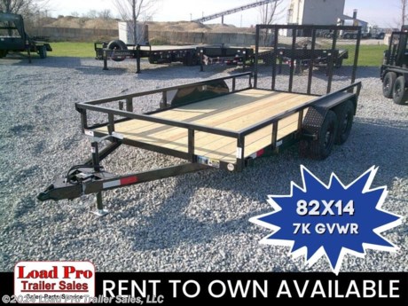 &lt;p&gt;We offer RENT TO OWN and also offer Traditional Financing with approved credit !! This Trailer is for sale at Load Pro Trailer Sales in Clarinda Iowa.&amp;nbsp;&lt;/p&gt;
&lt;p&gt;&lt;strong&gt;New H&amp;amp;H 82X14 Utility Trailer&lt;/strong&gt;&lt;/p&gt;
&lt;p&gt;4&quot; x 3&quot; x 1/4&quot; Steel Angle Frame&amp;nbsp;&lt;br&gt;3&quot; x 2&quot; x 3/16&quot; Steel Angle Crossmembers&lt;br&gt;4&quot; Steel Channel Tongue&lt;br&gt;2&quot; x 1-1/2&quot; Steel Tube Uprights&lt;br&gt;2&quot; x 2&quot; Steel Tube Top Rail&lt;br&gt;2-5/16&quot; A-Frame Posi-Lock Coupler&lt;br&gt;Dual Safety Chains and Hooks&lt;br&gt;7-Way RV-Style Plug&lt;br&gt;Enclosed Sealed Wiring Harness&lt;br&gt;2k Rated Setback Jack w/ Foot&lt;br&gt;50&quot; Tall Spring Assisted Gate and Grab Handle&lt;br&gt;Steel Formed Tread Plate Fenders&lt;br&gt;Tandem Spring Brake Suspension, 7000 lb. GVWR&lt;br&gt;Easy Lube Hubs&lt;br&gt;ST205/75R15 &#39;C&#39; Tires&lt;br&gt;15&quot; Black Steel Wheels&lt;br&gt;Industrial Grade Polymer Finish&lt;br&gt;2 x 8 Pressure Treated Pine Decking&lt;br&gt;Welded Front Board Retainer&lt;br&gt;Rear End Board Cap&lt;br&gt;Stake Pockets&lt;br&gt;Spare Tire Mount&lt;br&gt;Full LED, DOT Compliant Lighting&lt;/p&gt;
&lt;p&gt;All prices are cash or Finance. &amp;nbsp;We offer financing through Sheffield Financial with approved credit on new trailers . We are a Licensed dealer for Load Trail, H&amp;amp;H, Cross Enclosed Cargo Trailers, CargoMate, Alcom, and M&amp;amp;W Welding trailers.&lt;/p&gt;
&lt;p&gt;We carry enclosed cargo trailers, Low pro trailers, Utility Trailer, dump trailer, Bobcat trailer, car trailer, ATV Trailers, UTV Trailers, tilt bed equipment trailers, Hydraulic dovetail trailers, Implement trailers, Car Haulers, skid loader trailer, I beam Gooseneck Trailer, Gooseneck Trailer, scissor lift trailers, slingshot trailer, farm trailers, landscape trailer, forklift trailers, Spring loaded gate trailers, Aluminum trailer, Enclosed Car Trailers, Deck over Trailers, SXS Trailer, motorcycle trailers, Race trailers, lawncare trailer, Pipe top Trailer, seed trailers, Box Trailer, tool trailers, Hay Trailers, Fuel Trailer, Self Unloading Hay Trailer, Used trailer for sale, Construction trailers, Craft Trailers, Trailer to haul my golf cart, Jeep Trailers, Aluminum cargo trailers, and Buggy Haulers. We are centrally located between Kansas City - MO - Omaha, NE and Des Moines, IA. We are close to Atlantic, IA - Red Oak, IA - Shenandoah, IA - Bradyville, IA - Maryville, MO - St Joseph, MO - Rockport, MO. We carry a large selection of parts to fit all makes and models of trailer and have a full service shop to repair all makes and models of trailers.&amp;nbsp;&lt;/p&gt;