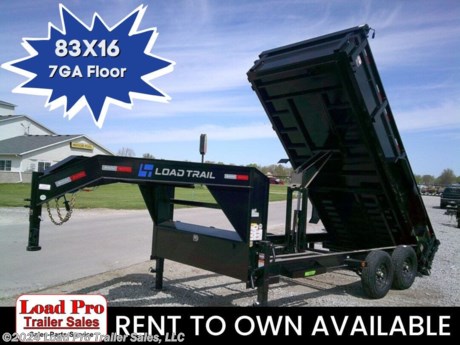 &lt;p&gt;&lt;span style=&quot;color: #363636; font-family: Hind, sans-serif; font-size: 16px;&quot;&gt;We offer RENT TO OWN and also offer Traditional Financing with approved credit!! This Trailer is for sale at Load Pro Trailer Sales in Clarinda Iowa.&lt;/span&gt;&lt;/p&gt;
&lt;p&gt;&lt;strong&gt;&lt;span style=&quot;color: #363636; font-family: Hind, sans-serif; font-size: 16px;&quot;&gt;83X16 Gooseneck Dump Trailer 14K GVWR 7GA Floor&lt;/span&gt;&lt;/strong&gt;&lt;/p&gt;
&lt;ul class=&quot;m-t-sm&quot;&gt;
&lt;li&gt;2 - 7,000 Lb Dexter Spring Axles &lt;span style=&quot;font-size: 12.0pt; font-family: &#39;Aptos&#39;,sans-serif; mso-fareast-font-family: Aptos; mso-fareast-theme-font: minor-latin; mso-bidi-font-family: Aptos; mso-font-kerning: 0pt; mso-ligatures: none; mso-ansi-language: EN-US; mso-fareast-language: EN-US; mso-bidi-language: AR-SA;&quot;&gt;(Elec FSA Brakes on both axles)&lt;/span&gt;&lt;/li&gt;
&lt;li&gt;ST235/80 R16 LRE 10 Ply.&amp;nbsp;&lt;/li&gt;
&lt;li&gt;Coupler 2-5/16&quot; Adj. Rd. 12 lb. (Standard Neck &amp;amp; Coupler)&lt;/li&gt;
&lt;li&gt;Diamond Plate Fenders (weld-on)&lt;/li&gt;
&lt;li&gt;16&quot; Cross-Members&lt;/li&gt;
&lt;li&gt;24&quot; Dump Sides w/24&quot; 2 Way Gate (7 Gauge Floor)&lt;/li&gt;
&lt;li&gt;REAR Slide-IN Ramps 80&quot; x 16&quot;&lt;/li&gt;
&lt;li&gt;Jack Spring Loaded Drop Leg 2-10K&lt;/li&gt;
&lt;li&gt;Lights LED (w/Cold Weather Harness)&lt;/li&gt;
&lt;li&gt;4 - D-Rings 4&quot; Weld On&lt;/li&gt;
&lt;li&gt;Front Tool Box (Full Width Between Risers)&lt;/li&gt;
&lt;li&gt;Scissor Hoist w/Standard Pump&lt;/li&gt;
&lt;li&gt;Standard Battery Wall Charger (5 Amp)&lt;/li&gt;
&lt;li&gt;Tarp Kit Top Mount&lt;/li&gt;
&lt;li&gt;Rear Support Stands (2&quot; x 2&quot; Tubing)&lt;/li&gt;
&lt;li&gt;1 - MAX-STEP (30&quot;)&lt;/li&gt;
&lt;li&gt;Black (w/Primer)&lt;/li&gt;
&lt;/ul&gt;
&lt;p&gt;All prices are cash or Finance. &amp;nbsp;We offer financing through Sheffield Financial with approved credit on new trailers . We are a Licensed dealer for Load Trail, H&amp;amp;H, Cross Enclosed Cargo Trailers, CargoMate, Alcom, and M&amp;amp;W Welding trailers.&lt;/p&gt;
&lt;p&gt;We carry enclosed cargo trailers, Low pro trailers, Utility Trailer, dump trailer, Bobcat trailer, car trailer, ATV Trailers, UTV Trailers, tilt bed equipment trailers, Hydraulic dovetail trailers, Implement trailers, Car Haulers, skid loader trailer, I beam Gooseneck Trailer, Gooseneck Trailer, scissor lift trailers, slingshot trailer, farm trailers, landscape trailer, forklift trailers, Spring loaded gate trailers, Aluminum trailer, Enclosed Car Trailers, Deck over Trailers, SXS Trailer, motorcycle trailers, Race trailers, lawncare trailer, Pipe top Trailer, seed trailers, Box Trailer, tool trailers, Hay Trailers, Fuel Trailer, Self Unloading Hay Trailer, Used trailer for sale, Construction trailers, Craft Trailers, Trailer to haul my golf cart, Jeep Trailers, Aluminum cargo trailers, and Buggy Haulers. We are centrally located between Kansas City - MO - Omaha, NE and Des Moines, IA. We are close to Atlantic, IA - Red Oak, IA - Shenandoah, IA - Bradyville, IA - Maryville, MO - St Joseph, MO - Rockport, MO. We carry a large selection of parts to fit all makes and models of trailer and have a full service shop to repair all makes and models of trailers.&amp;nbsp;&lt;/p&gt;