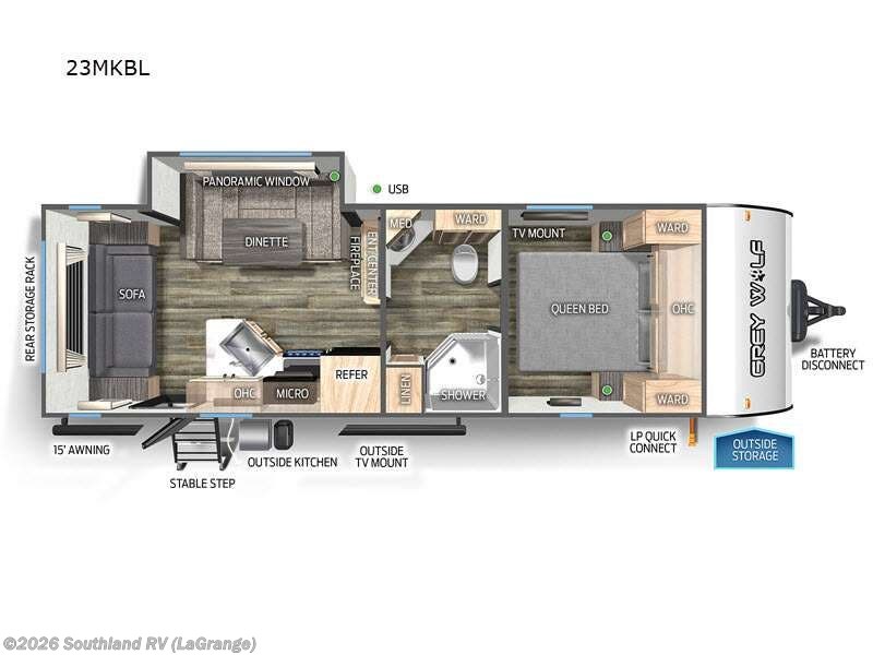 2023 Forest River Cherokee Grey Wolf Black Label 23MKBL - Used Travel Trailer For Sale by Southland RV in LaGrange, Georgia features Slideout