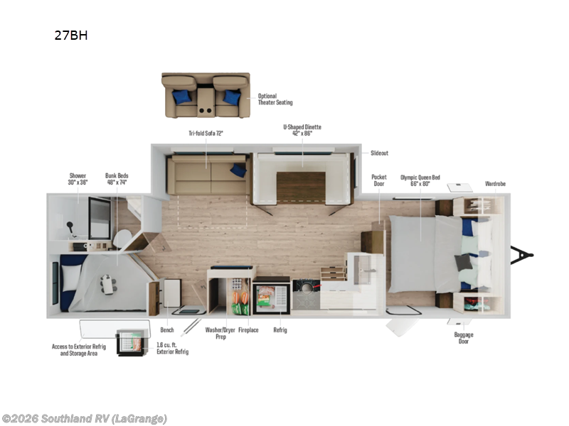 2026 Winnebago Access 27BH - New Travel Trailer For Sale by Southland RV in LaGrange, Georgia features Slideout