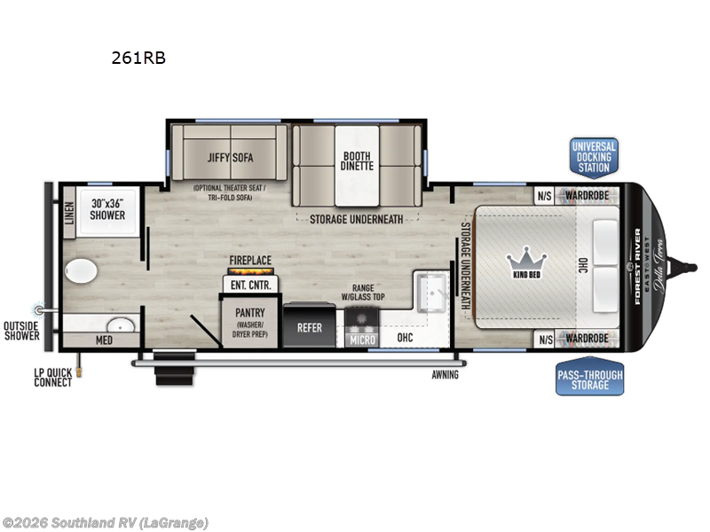 2026 East to West Della Terra 261RB - New Travel Trailer For Sale by Southland RV in LaGrange, Georgia features Slideout