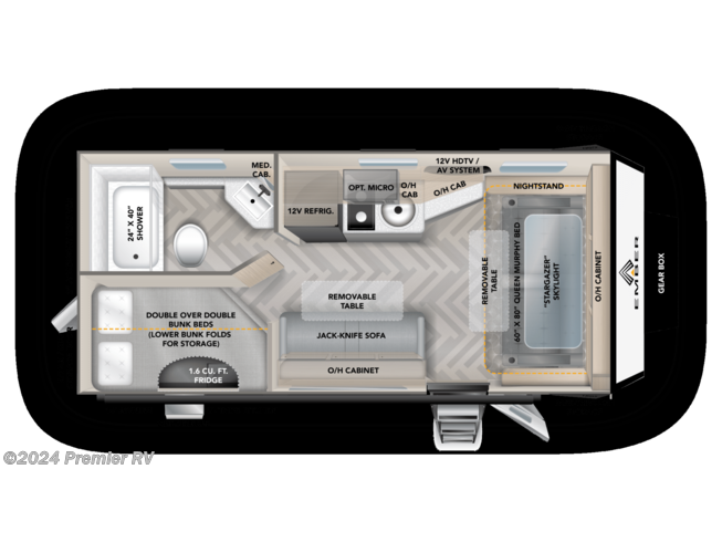 Floorplan of 2022 Ember RV Overland 190MDB