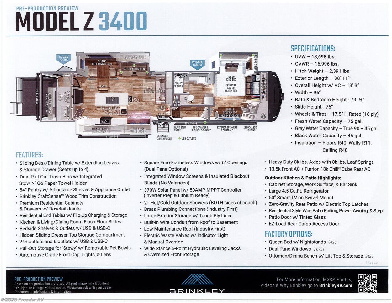 2024 Brinkley RV Model Z 3400 RV for Sale in Blue Grass, IA 52726