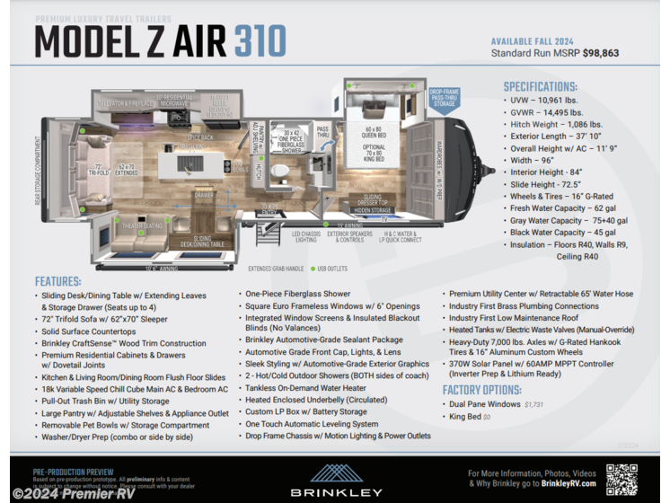 New 2025 Brinkley RV Model Z AIR 310 available in Blue Grass, Iowa