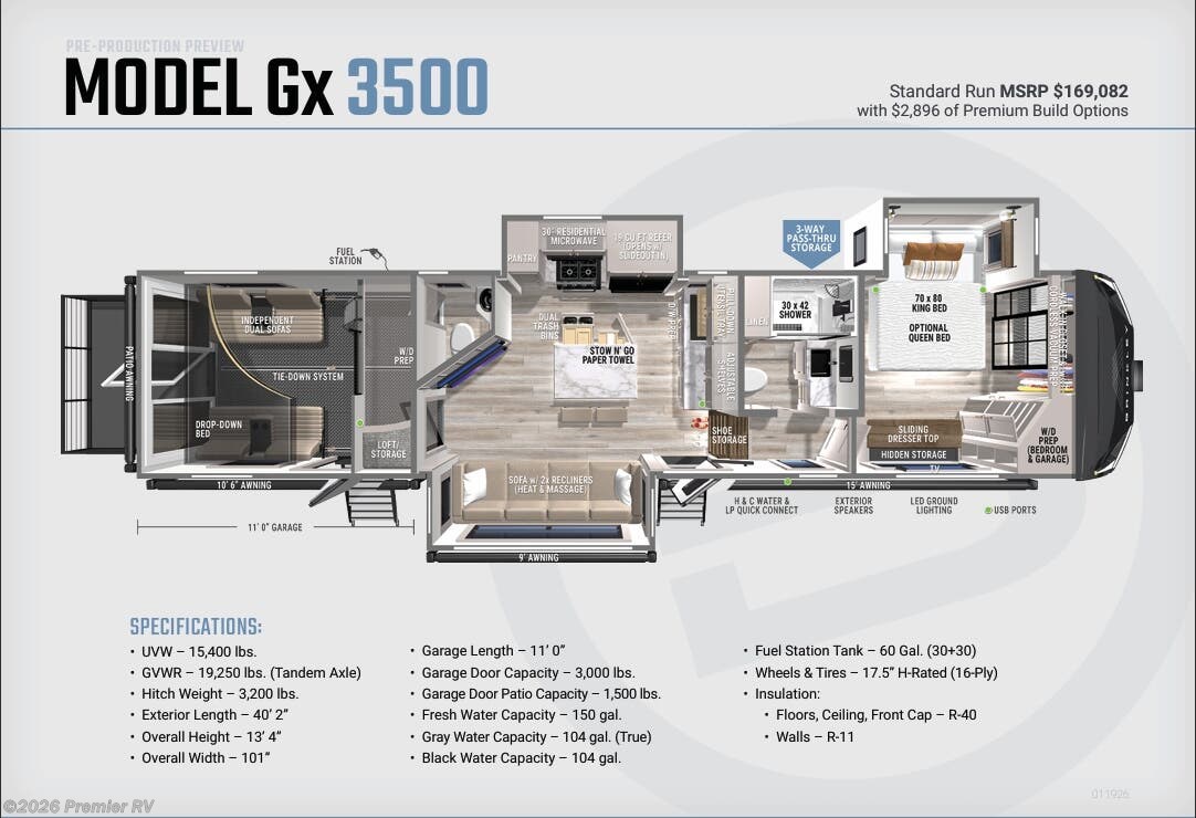 2026 Brinkley RV MODEL Gx 3500x - New Toy Hauler For Sale by Premier RV  in Blue Grass, Iowa