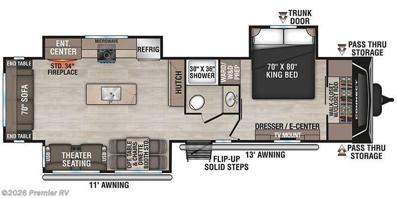 2026 K-Z Connect C313MK - New Travel Trailer For Sale by Premier RV  in Blue Grass, Iowa