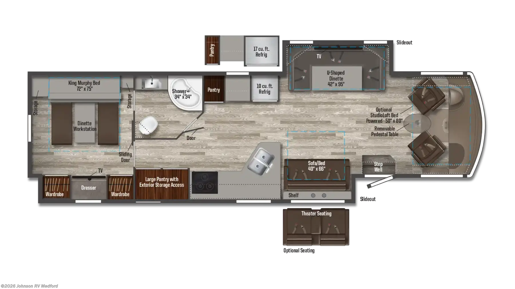 Floorplan of 2025 Winnebago Sunstar 34R