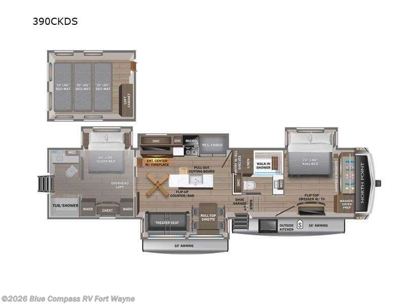 2025 Jayco North Point 390CKDS - New Fifth Wheel For Sale by Blue Compass RV Fort Wayne in Columbia City, Indiana features Slideout