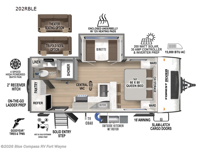 2025 Forest River Surveyor Legend 202RBLE - Used Travel Trailer For Sale by Blue Compass RV Fort Wayne in Columbia City, Indiana features Slideout