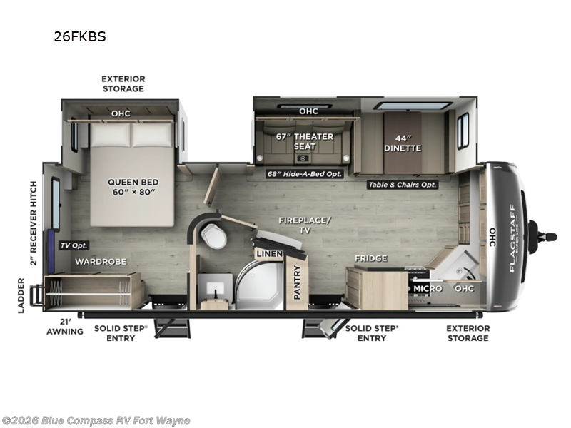 2026 Forest River Flagstaff Super Lite 26FKBS - New Travel Trailer For Sale by Blue Compass RV Fort Wayne in Columbia City, Indiana features Slideout