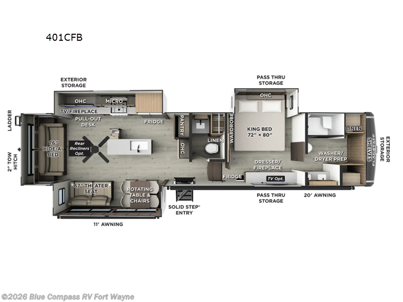 2026 Forest River Flagstaff Classic 401CFB - New Fifth Wheel For Sale by Blue Compass RV Fort Wayne in Columbia City, Indiana features Slideout