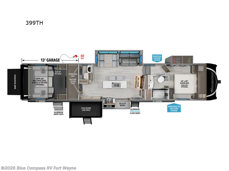 2025 Grand Design Momentum 399TH - Used Toy Hauler For Sale by Blue Compass RV Fort Wayne in Columbia City, Indiana features Slideout