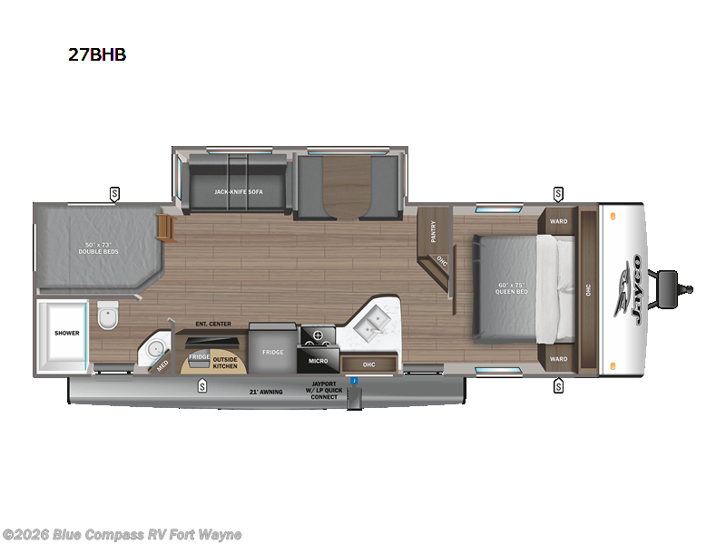 2023 Jayco Jay Feather 27BHB - Used Travel Trailer For Sale by Blue Compass RV Fort Wayne in Columbia City, Indiana features Slideout