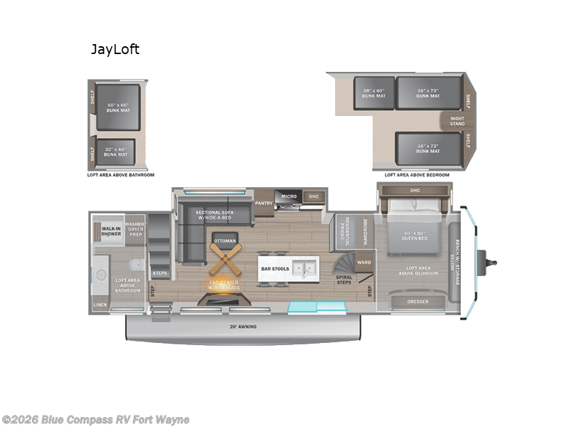 2025 Jayco Jay Flight Bungalow JayLoft - New Travel Trailer For Sale by Blue Compass RV Fort Wayne in Columbia City, Indiana features Slideout