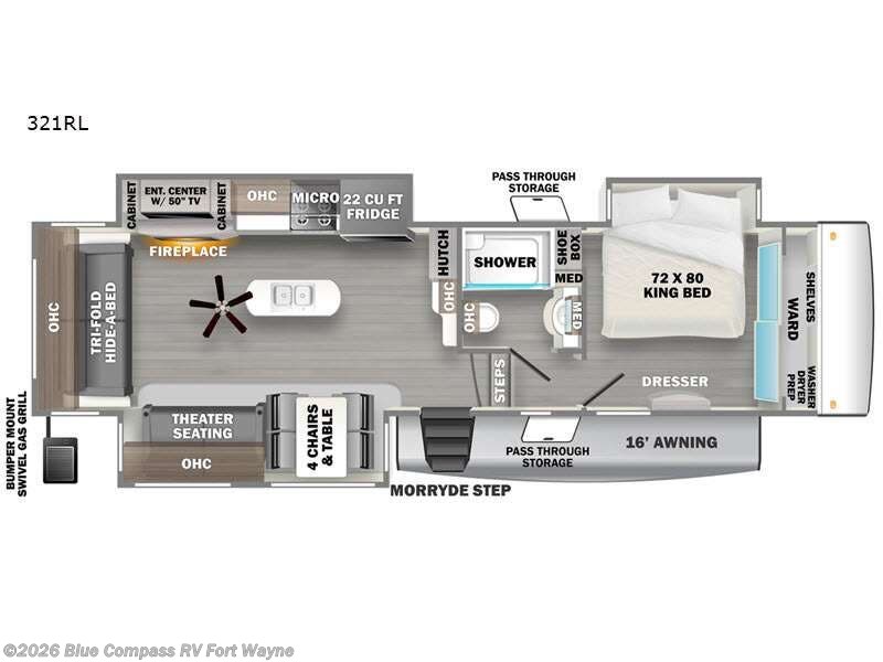 2022 Forest River Sierra Luxury 321RL - Used Fifth Wheel For Sale by Blue Compass RV Fort Wayne in Columbia City, Indiana features Slideout