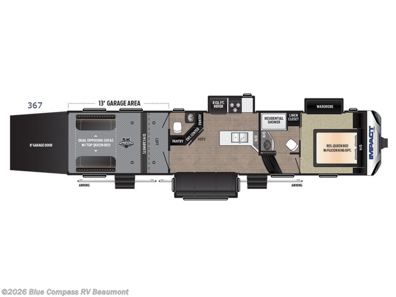 2018 Keystone Impact 367 - Used Toy Hauler For Sale by Blue Compass RV Beaumont in Vidor, Texas features Slideout