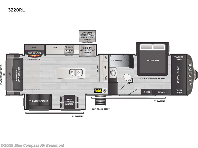 2022 Keystone Alpine 3220RL - Used Fifth Wheel For Sale by Blue Compass RV Beaumont in Vidor, Texas features Slideout