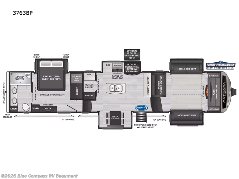 2022 Keystone Montana 3763BP - Used Fifth Wheel For Sale by Blue Compass RV Beaumont in Vidor, Texas features Slideout