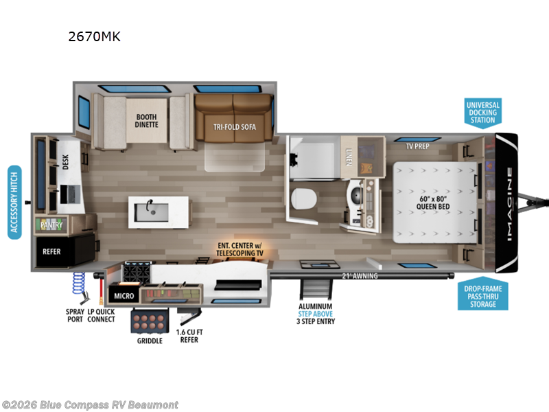 2026 Grand Design Imagine 2670MK - Used Travel Trailer For Sale by Blue Compass RV Beaumont in Vidor, Texas features Slideout