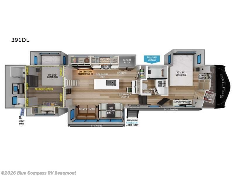 2026 Grand Design Solitude 391DL - New Fifth Wheel For Sale by Blue Compass RV Beaumont in Vidor, Texas features Slideout