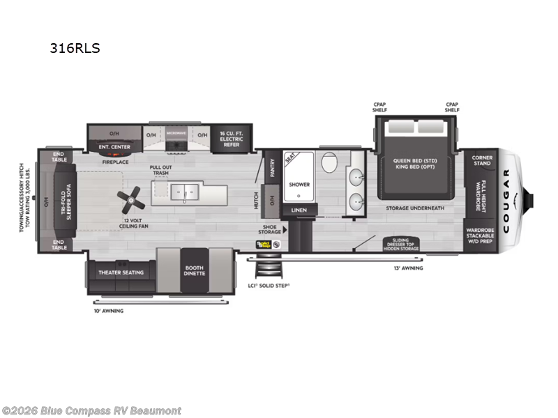 2024 Keystone Cougar 316RLS - Used Fifth Wheel For Sale by Blue Compass RV Beaumont in Vidor, Texas features Slideout