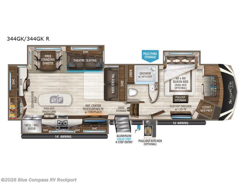 2019 Grand Design Solitude 344GK - Used Fifth Wheel For Sale by Blue Compass RV Rockport in Rockport, Texas features Slideout