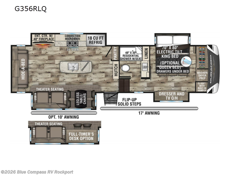 2022 K-Z Durango Gold G356RLQ - Used Fifth Wheel For Sale by Blue Compass RV Rockport in Rockport, Texas features Slideout
