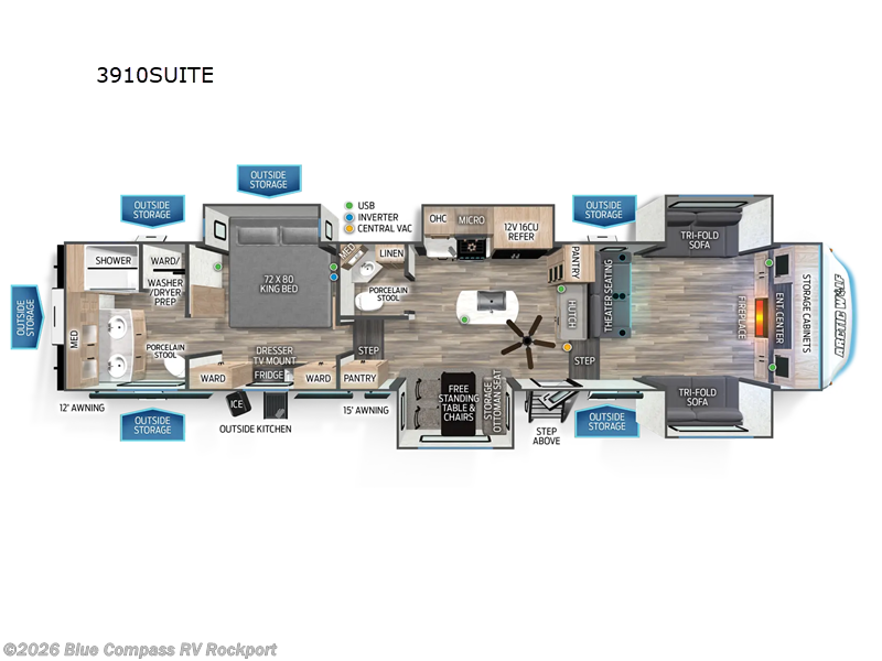 2024 Forest River Cherokee Arctic Wolf 3910SUITE - Used Fifth Wheel For Sale by Blue Compass RV Rockport in Rockport, Texas features Slideout