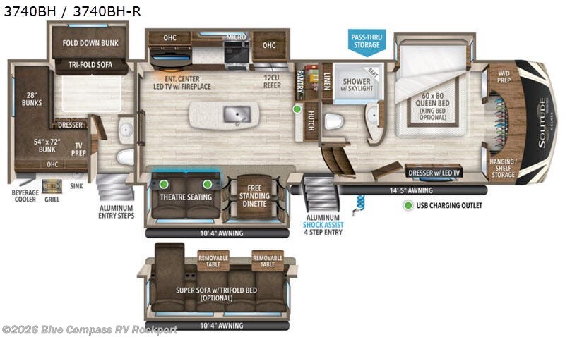 2020 Grand Design Solitude S-Class 3740BH - Used Fifth Wheel For Sale by Blue Compass RV Rockport in Rockport, Texas features Slideout