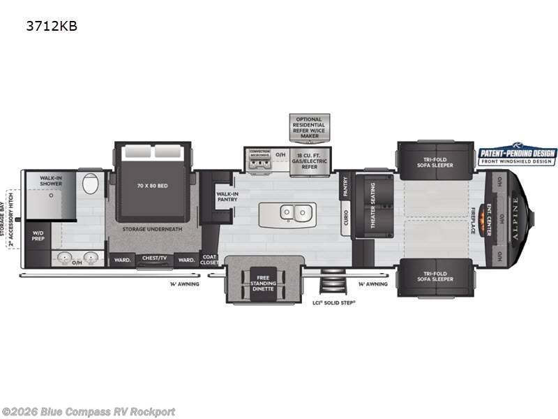 2021 Keystone Alpine 3712KB - Used Fifth Wheel For Sale by Blue Compass RV Rockport in Rockport, Texas features Slideout