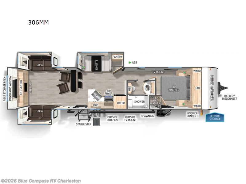 2025 Forest River Cherokee Wolf Den 306MM - New Travel Trailer For Sale by Blue Compass RV Charleston in Ladson, South Carolina features Slideout