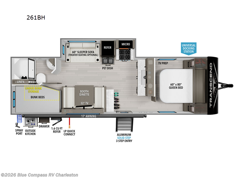 2024 Grand Design Transcend Xplor 261BH - Used Travel Trailer For Sale by Blue Compass RV Charleston in Ladson, South Carolina features Slideout