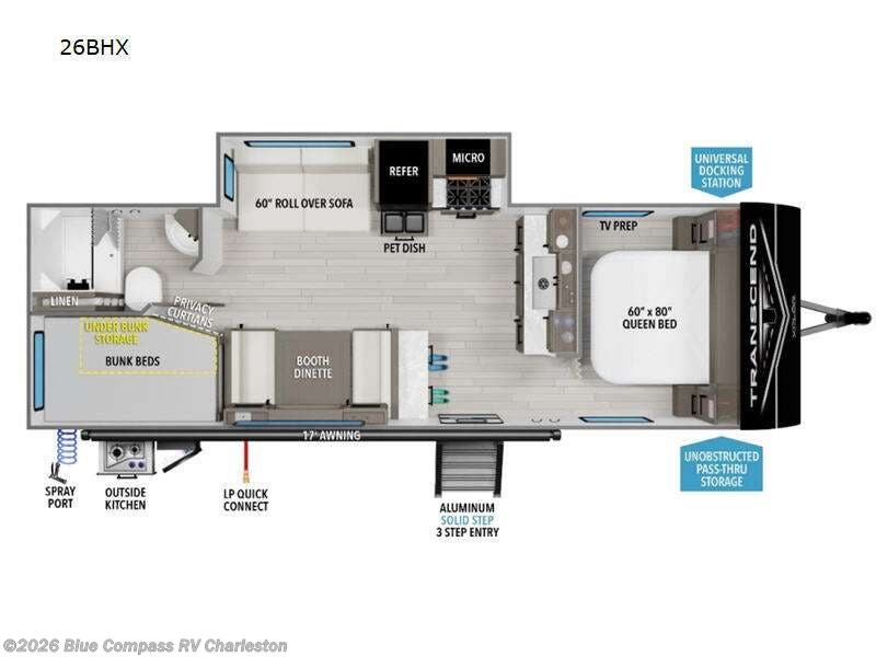 2024 Grand Design Transcend Xplor 26BHX - Used Travel Trailer For Sale by Blue Compass RV Charleston in Ladson, South Carolina features Slideout