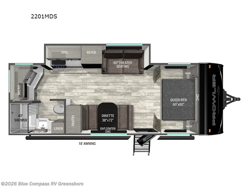 2026 Heartland Prowler 2201MDS - New Travel Trailer For Sale by Blue Compass RV Greensboro in Colfax, North Carolina features Slideout