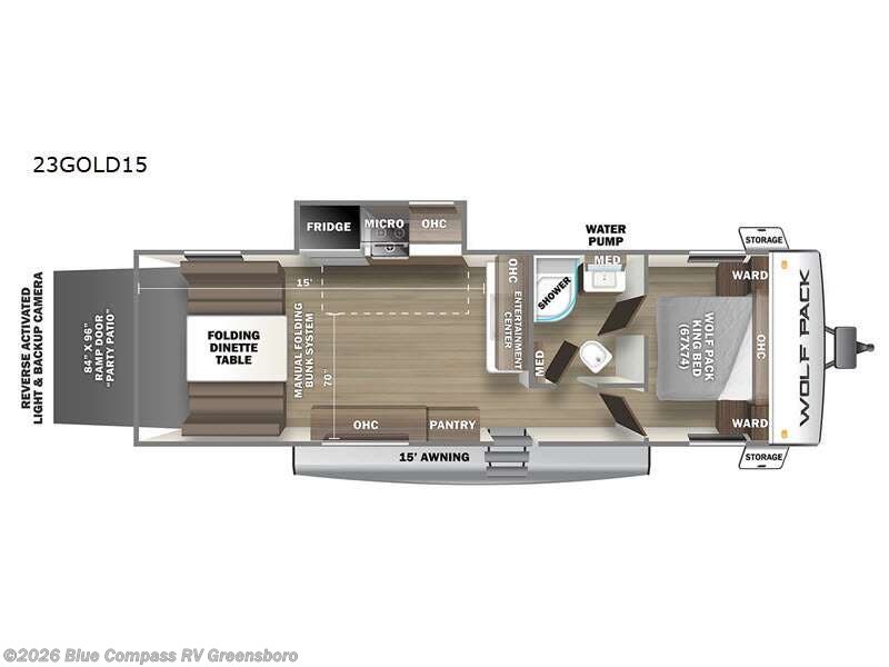 2023 Forest River Cherokee Wolf Pack Gold 23GOLD15 - Used Toy Hauler For Sale by Blue Compass RV Greensboro in Colfax, North Carolina features Slideout